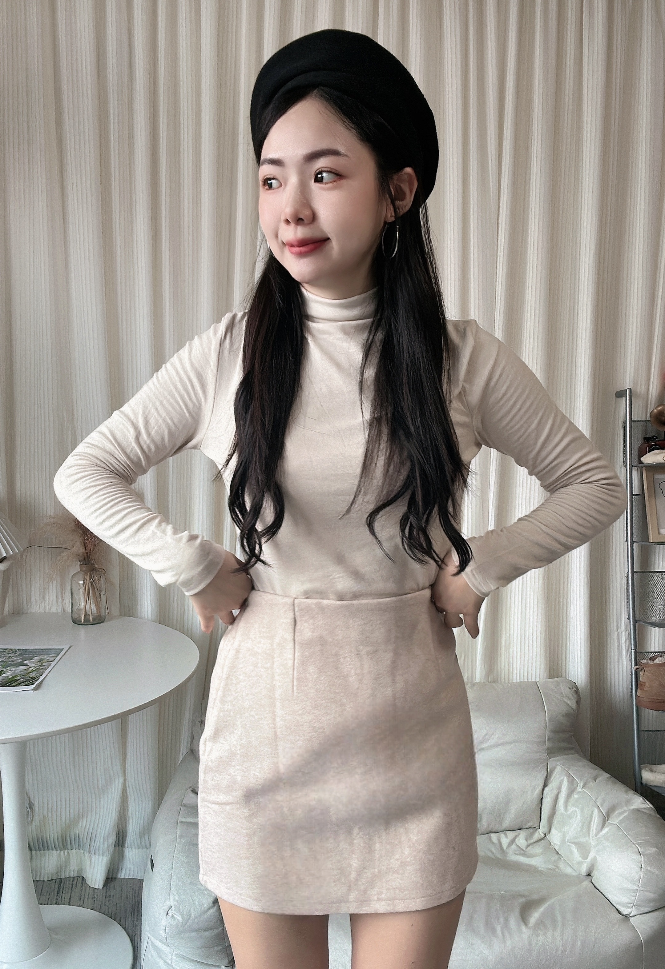 立領彈力內搭上衣還有裙子