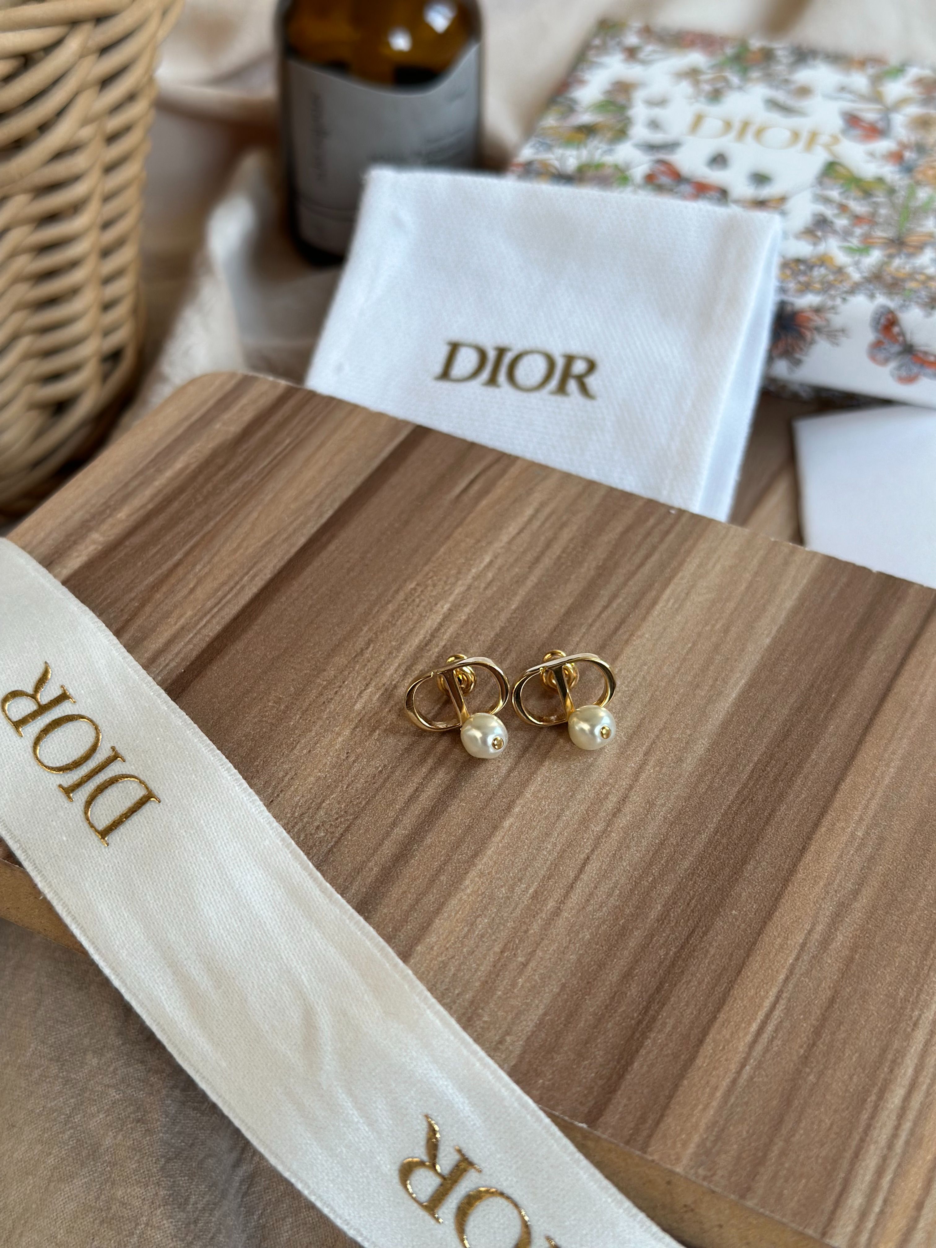 DIOR CD 小珍珠耳環『全新巴黎購入含購證全配』