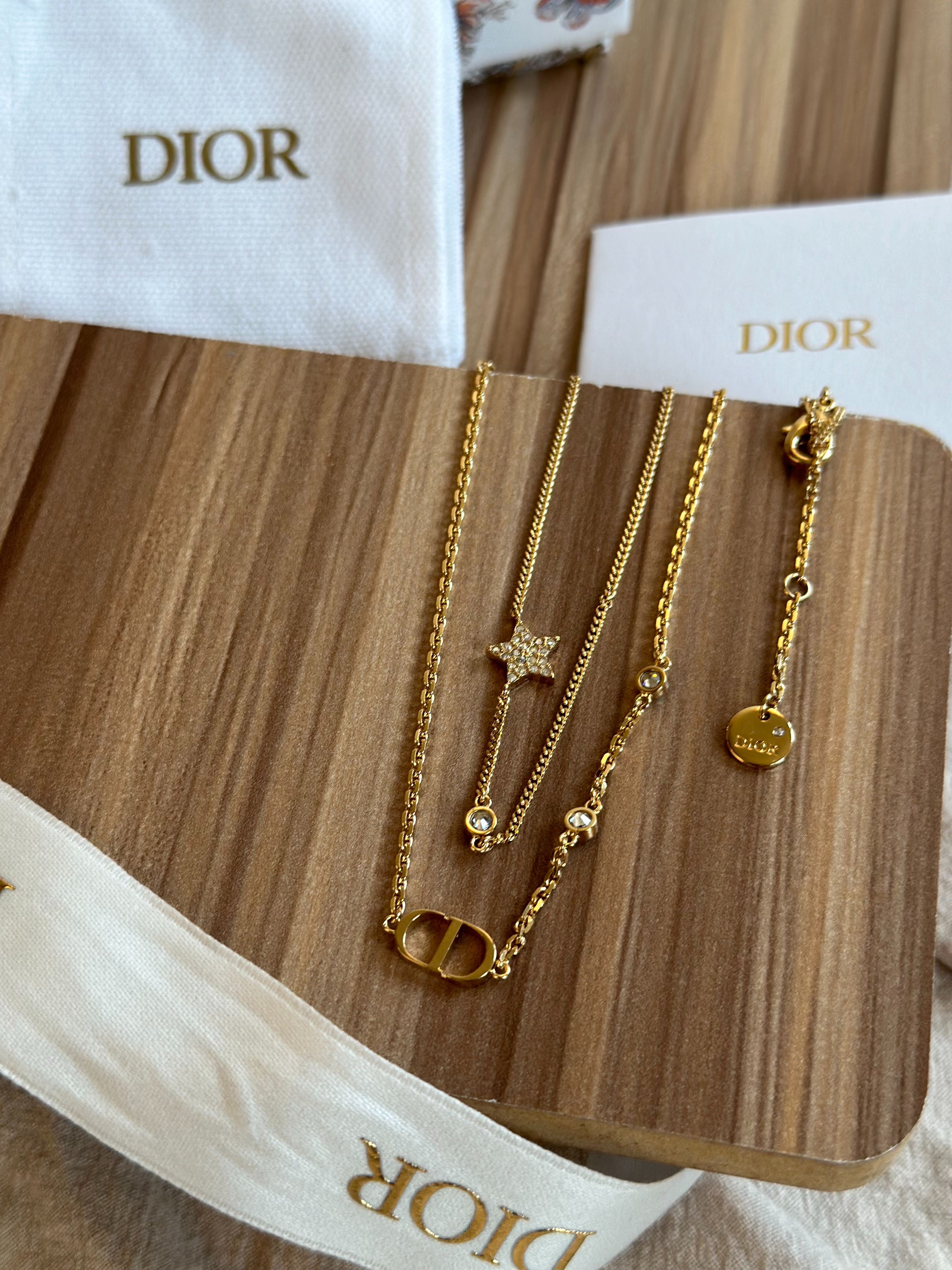 DIOR CD 水鑽雙鍊項鍊『全新巴黎購入含購證全配』