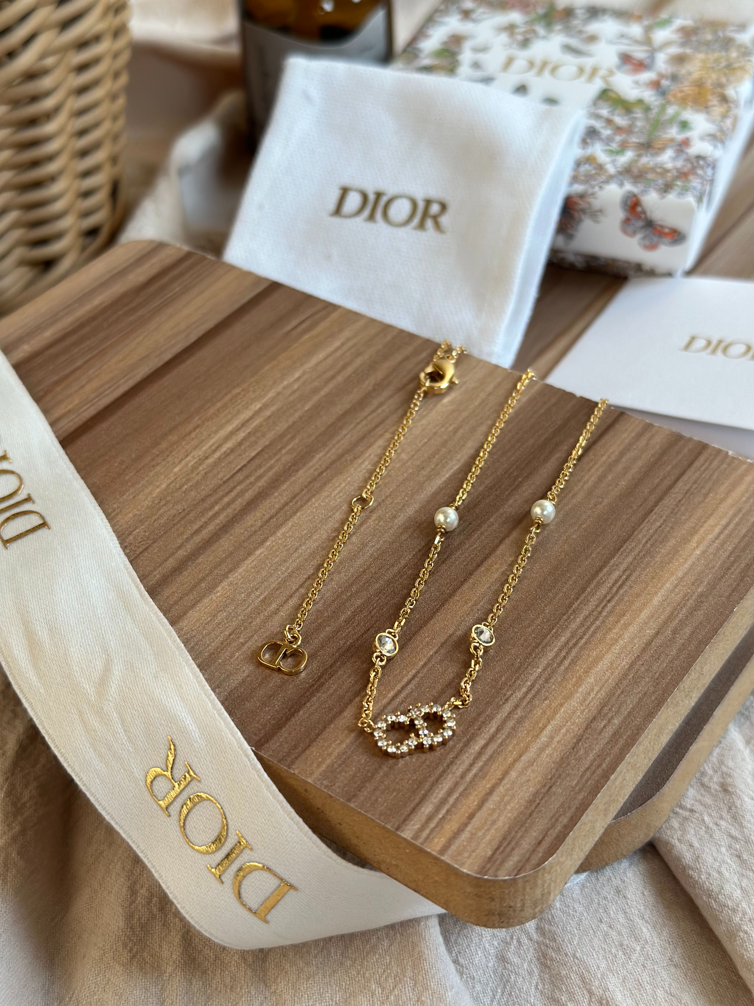 DIOR CD 水鑽珍珠項鍊『全新巴黎購入含購證全配』