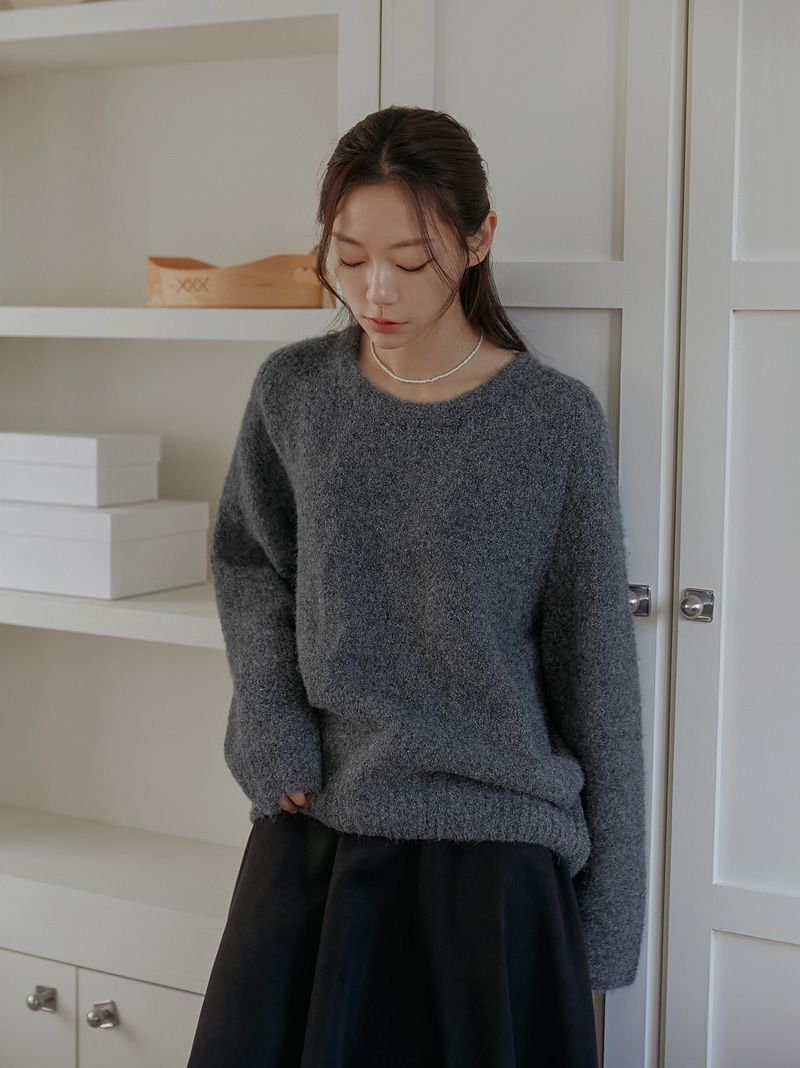 正韓製羊絨混紡針織上衣 knit 5色 / 長袖 毛衣 圓領