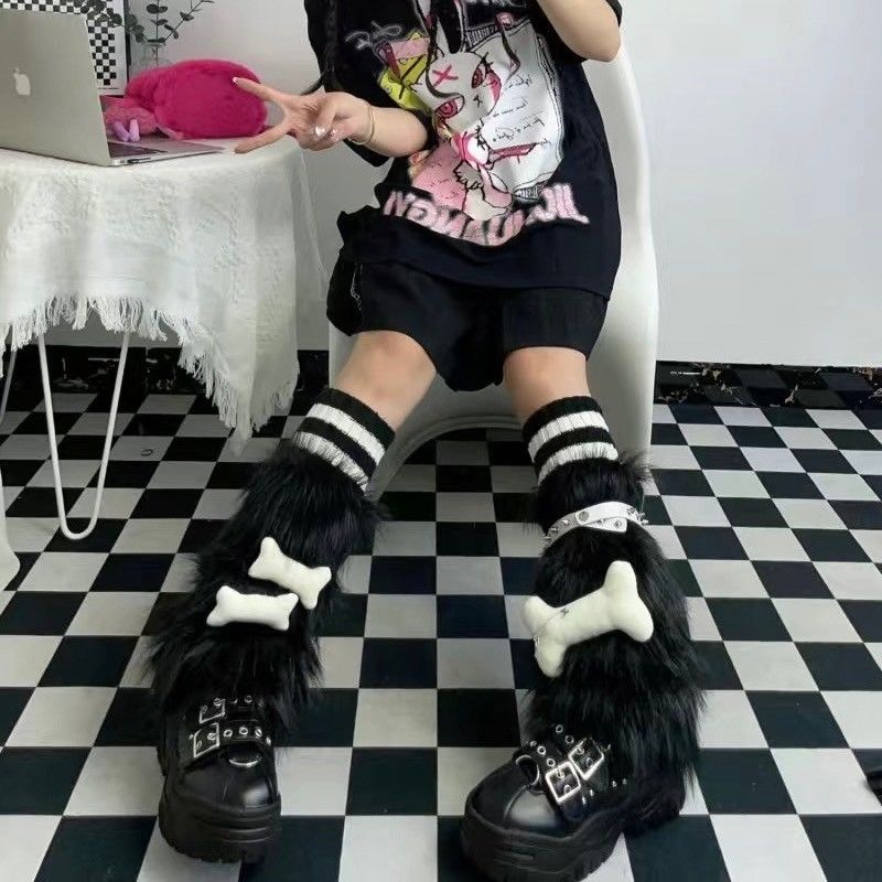✨自制毛毛y2k星星骨头元素襪套套裝✨