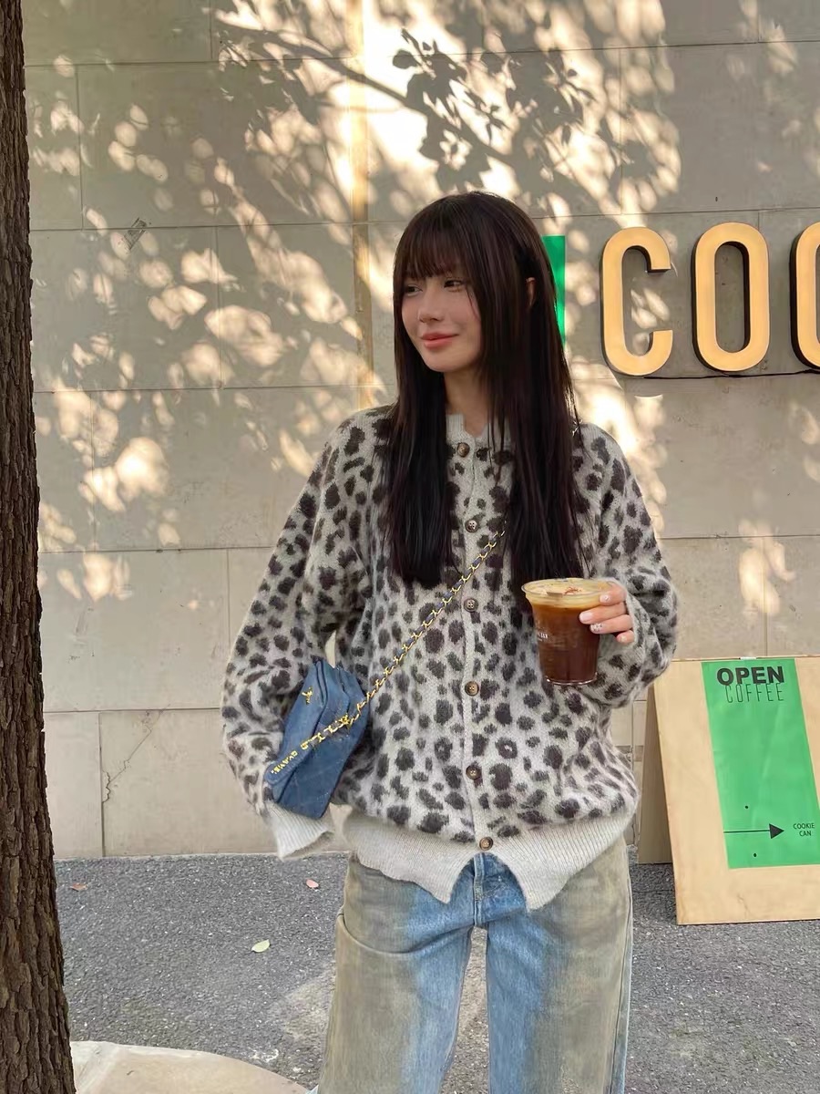 秋冬豹紋針織開衫🐆
