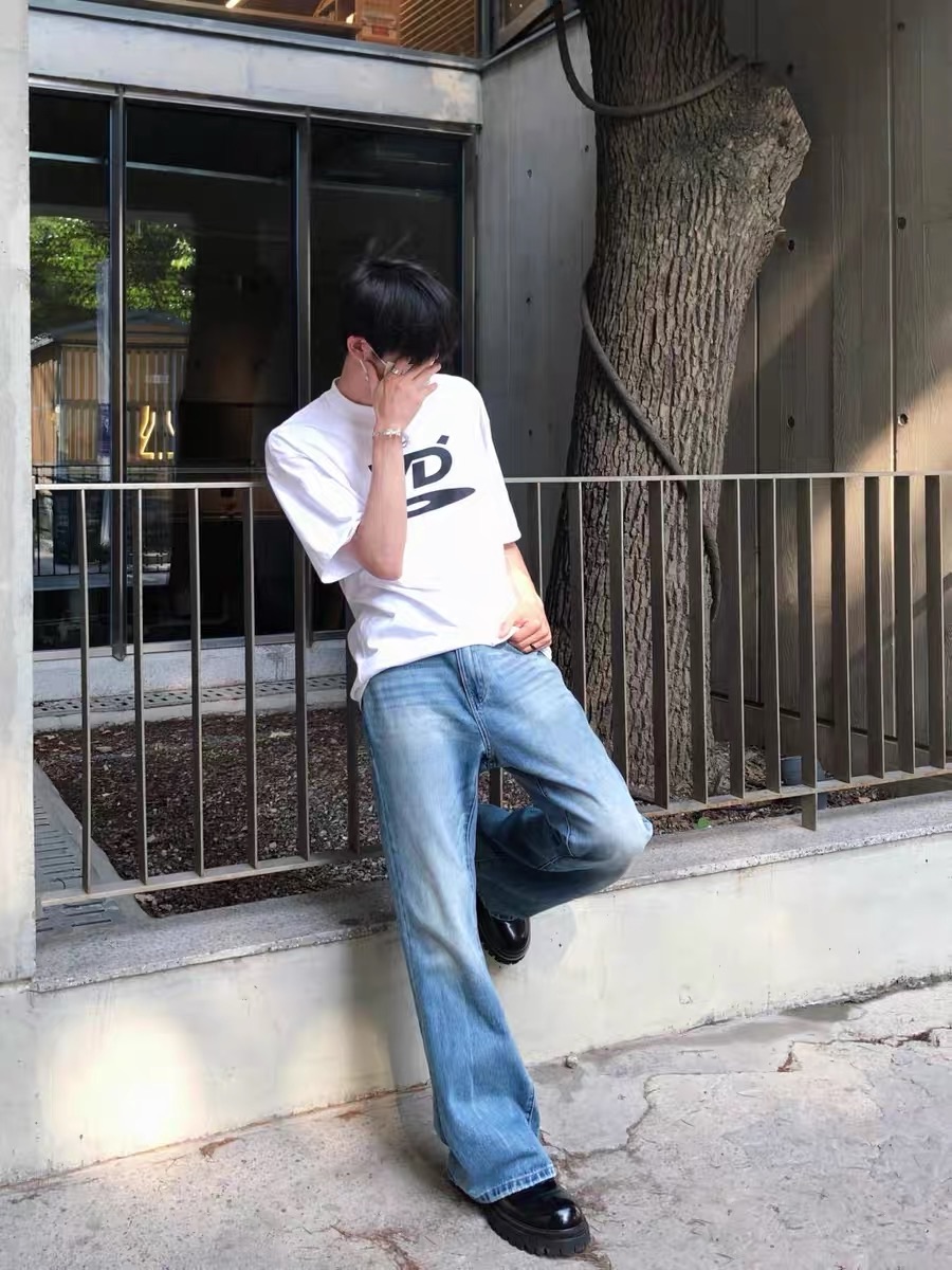 Clean fit復古水洗直筒牛仔褲👖