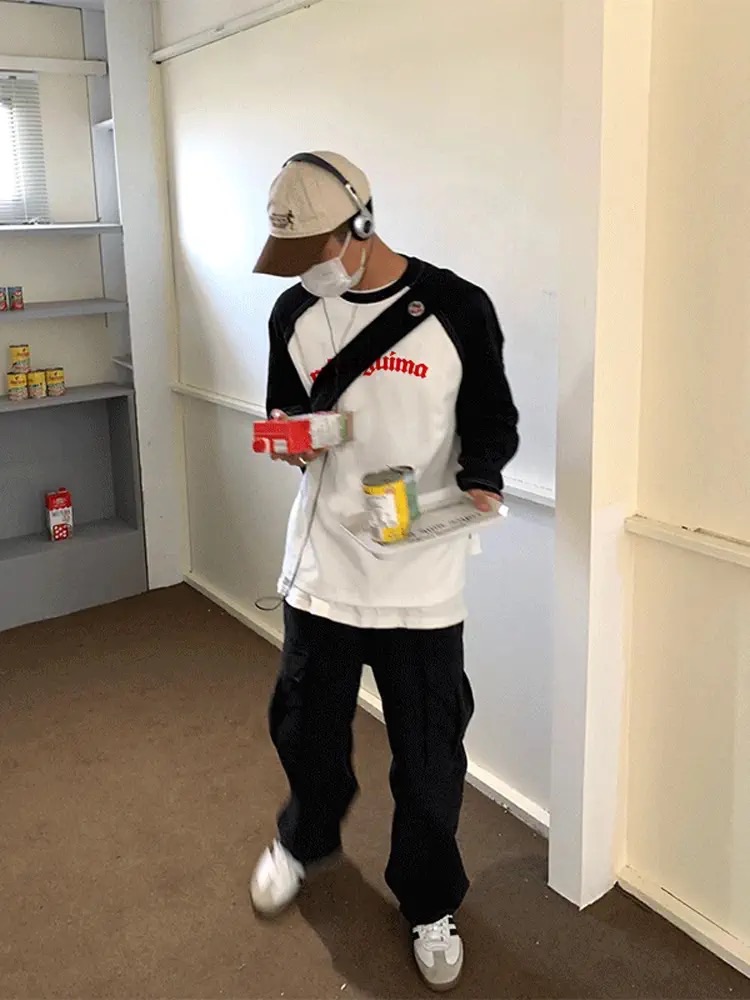 美式撞色重磅棉長T恤