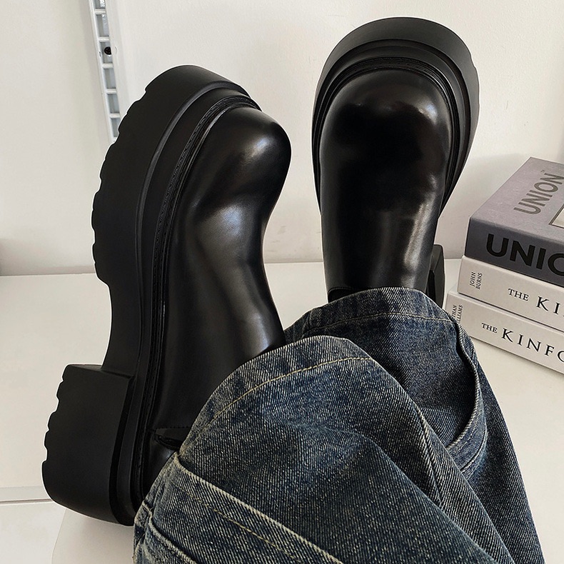 歐美暗黑風大頭黑皮鞋👞