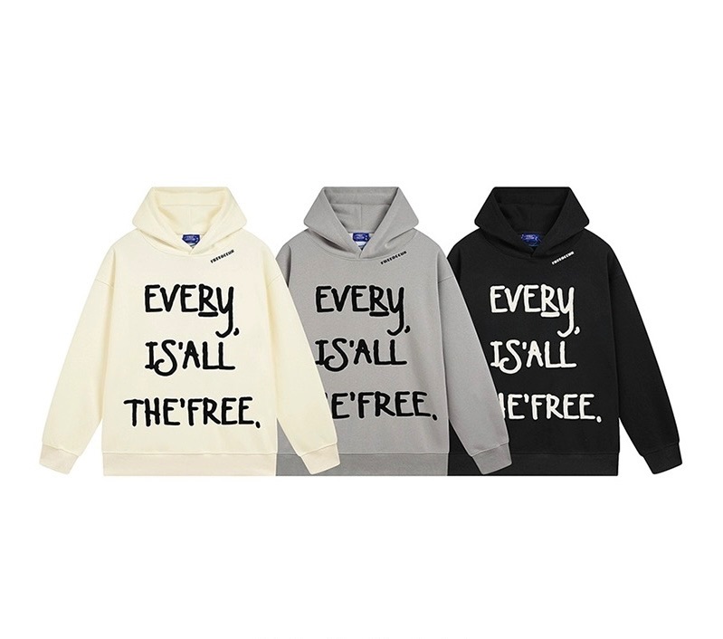 復古字母發泡印花連帽衛衣