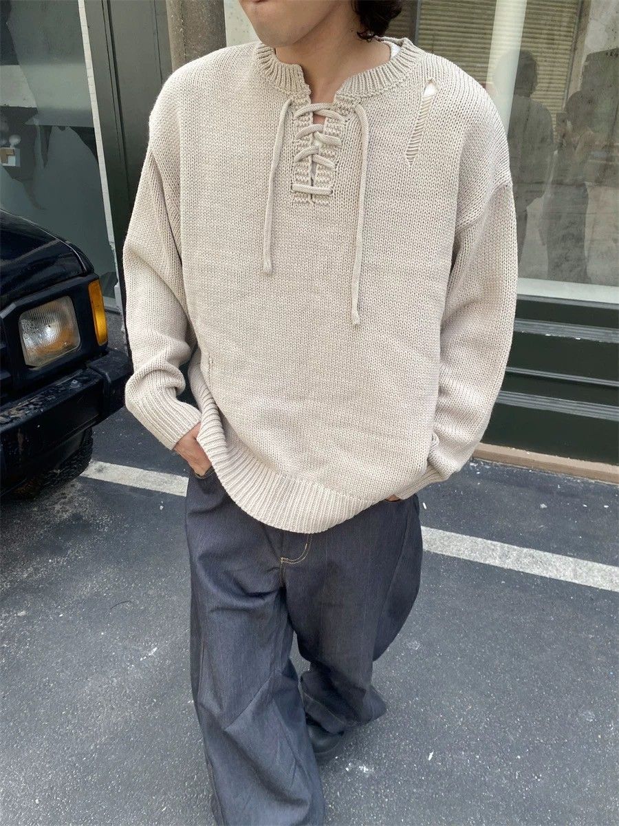 美式復古破壞針織毛衣