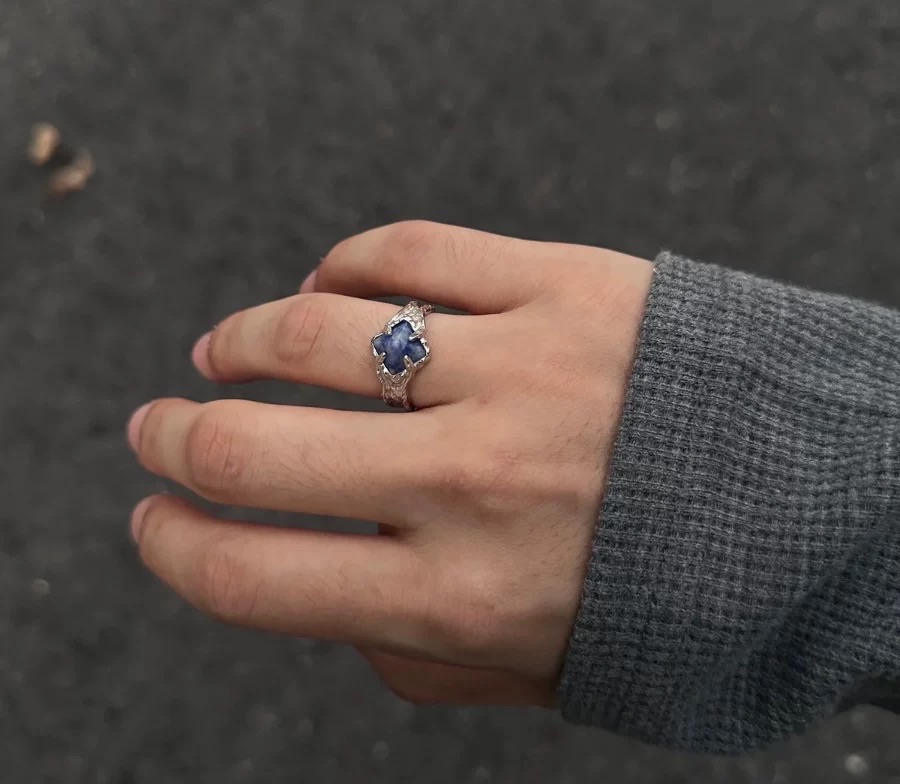 925純銀天然石戒指