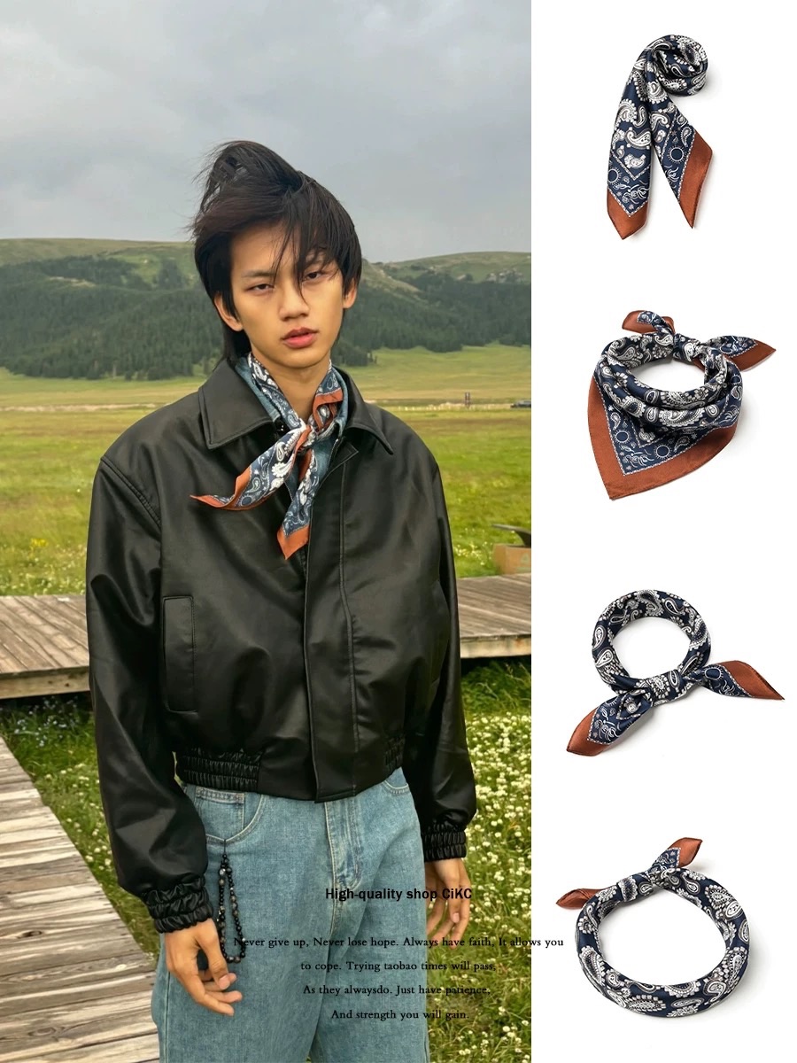 質感小方巾（送皮扣