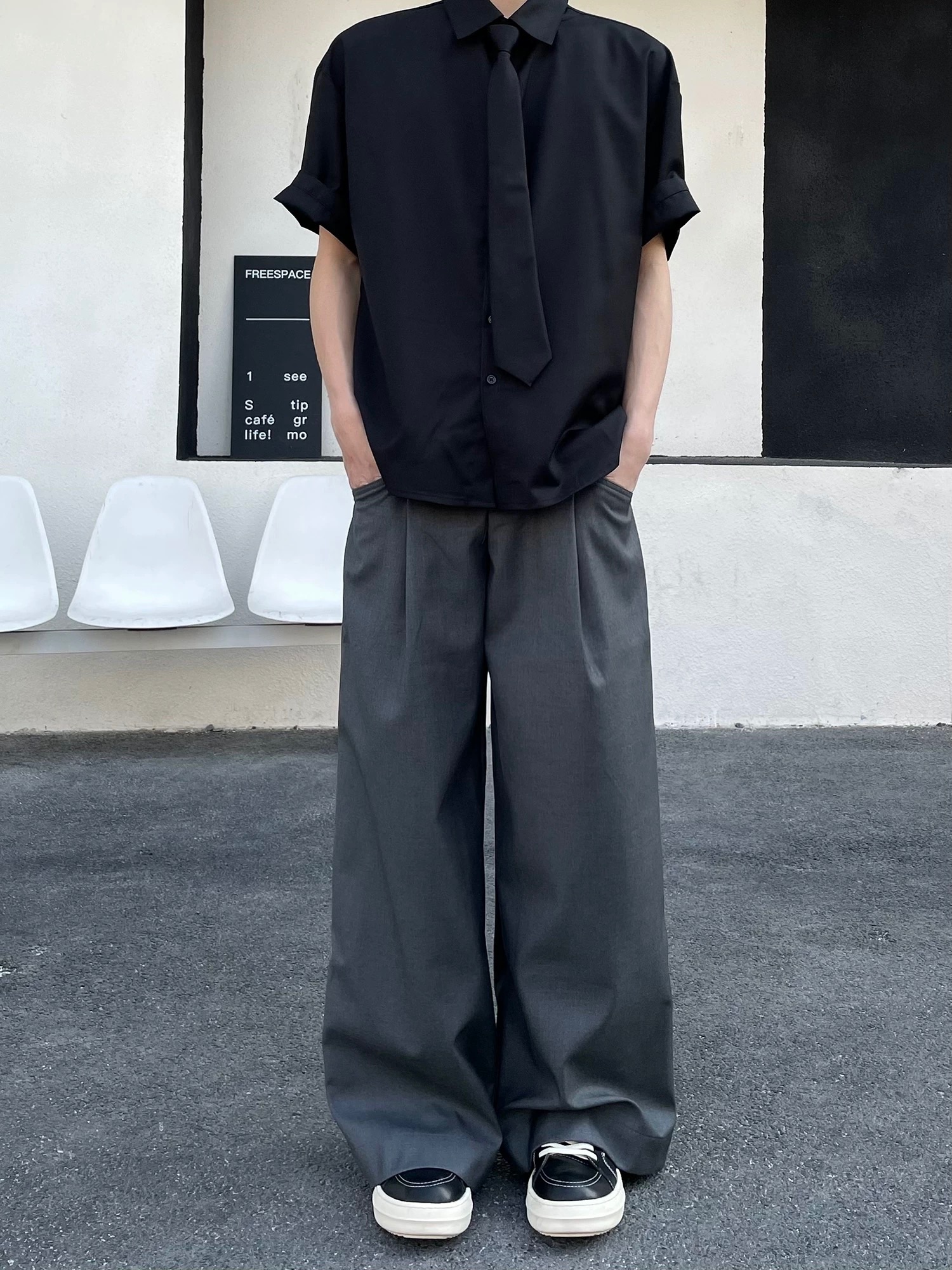 高級質感闊腿西裝褲