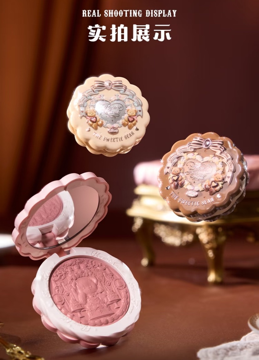 花知曉甜心小熊 送粉撲～絲緞腮紅 餅乾造型