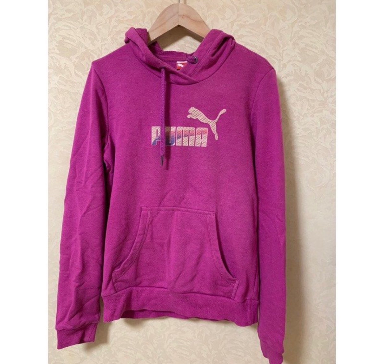 Puma 桃紅色 連帽T 大學T 棉T 休閒服 運動服 帽T 搭牛仔褲超好看 F號（二手台北現貨）