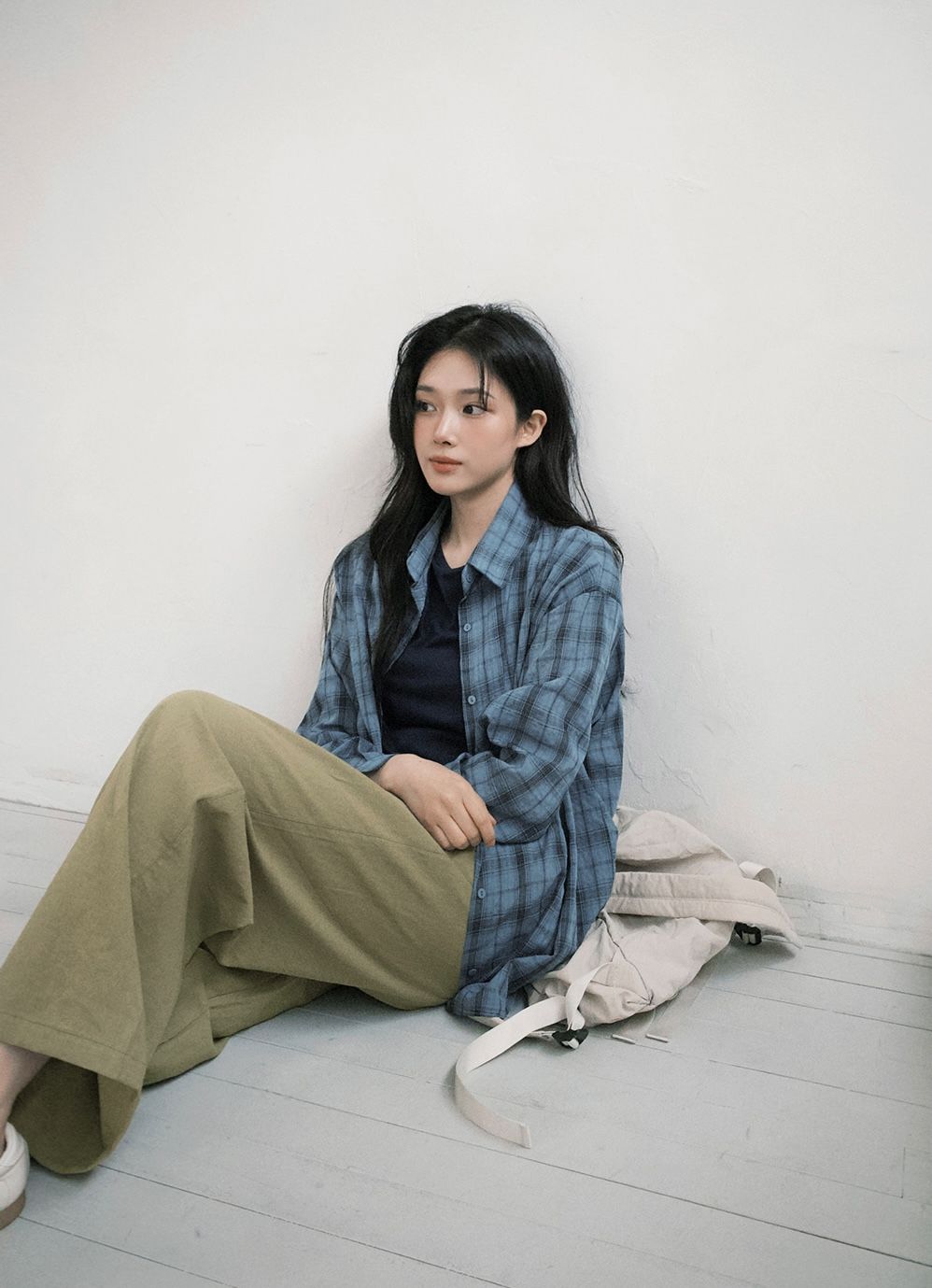 正韓製深色系格紋襯衫 shirt 3色 （ 自製設計款 ） 外套 寬鬆 長袖 上衣