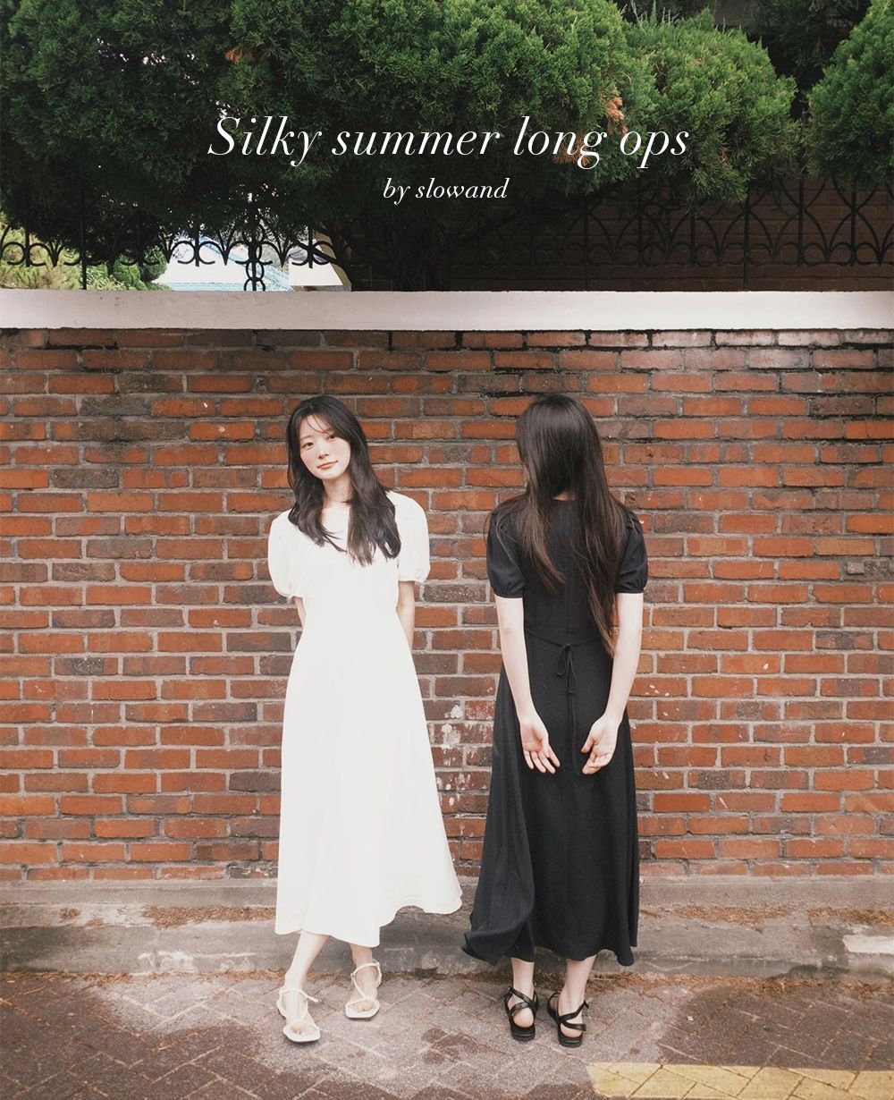 正韓製涼爽夏季綢緞感洋裝 dress 3色 （ 自製設計款 ） 短袖 V領 連身裙 長裙