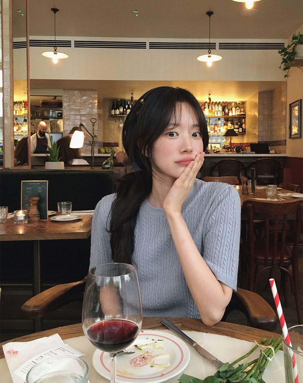 正韓製特級羊毛混紡上衣 knit 5色 （ 自製設計款 ） 短袖 針織 毛衣 麻花紋 編織 圓領