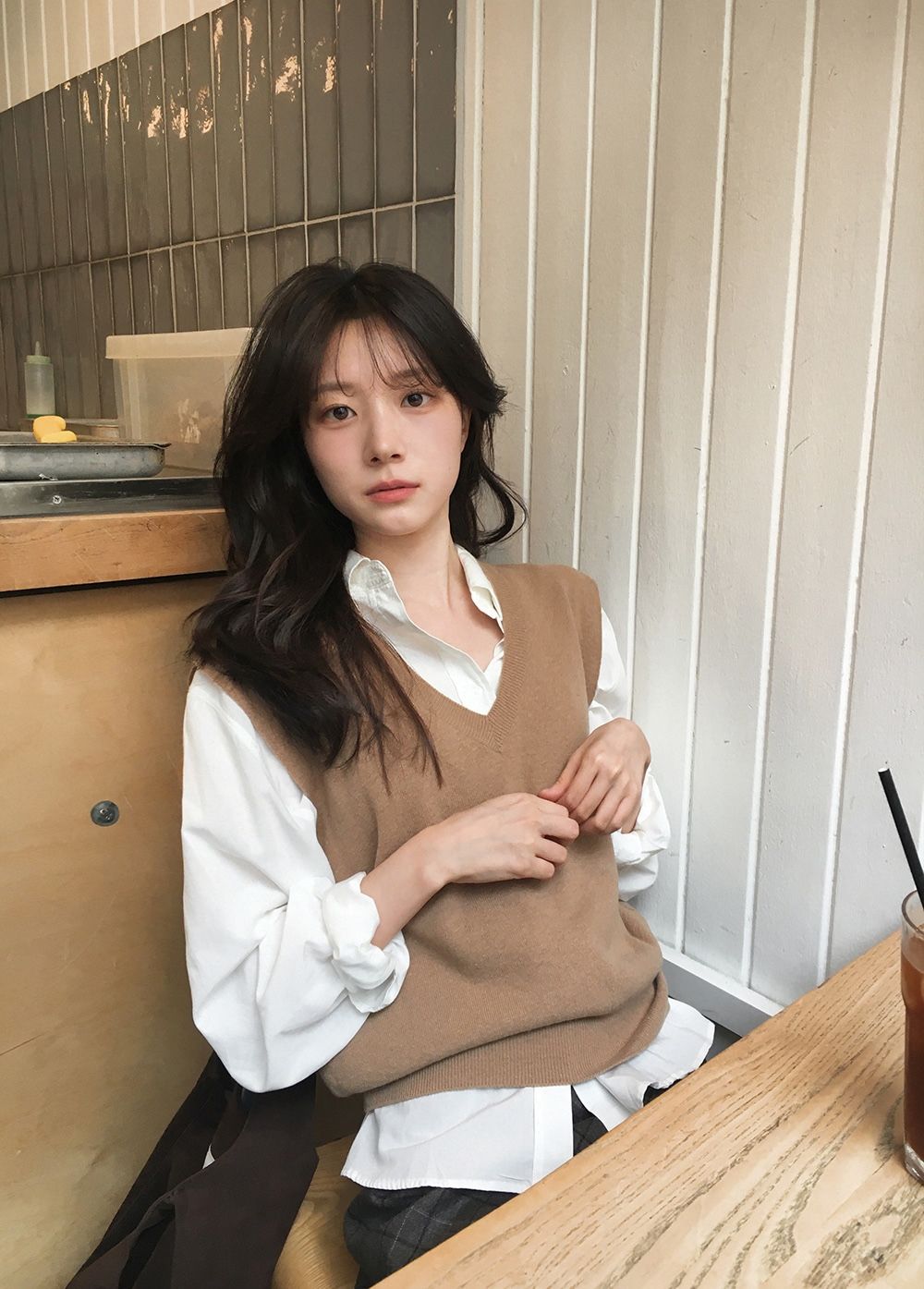 兩種領口✿ 正韓製柔軟羊絨針織背心 knit vest 6色 （ 自製設計款 ） 馬甲 無袖 外搭 毛衣