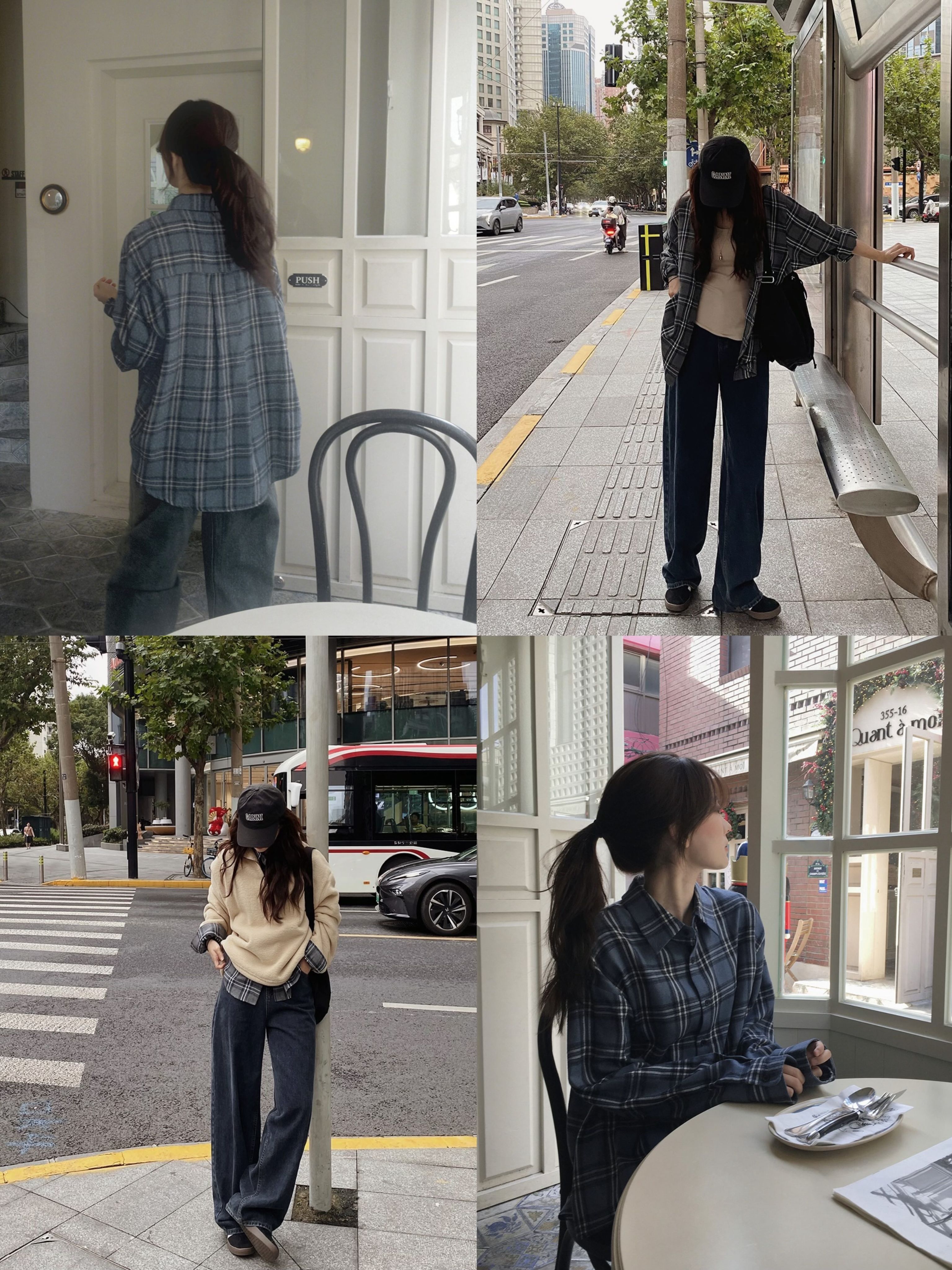 企劃特價✿ 復古格紋修身修身寬鬆襯衫 shirt 2色 （ slowand ） 長袖 上衣 外套