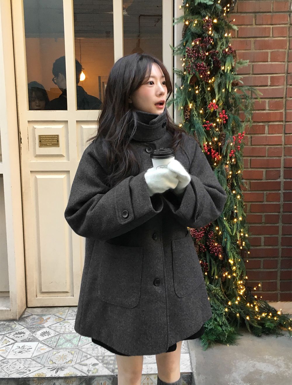 ☃ 正韓製絎縫高領中長版大衣 coat 2色 （ slowand 自訂款 ） 長袖 外套 洋裝 插肩袖