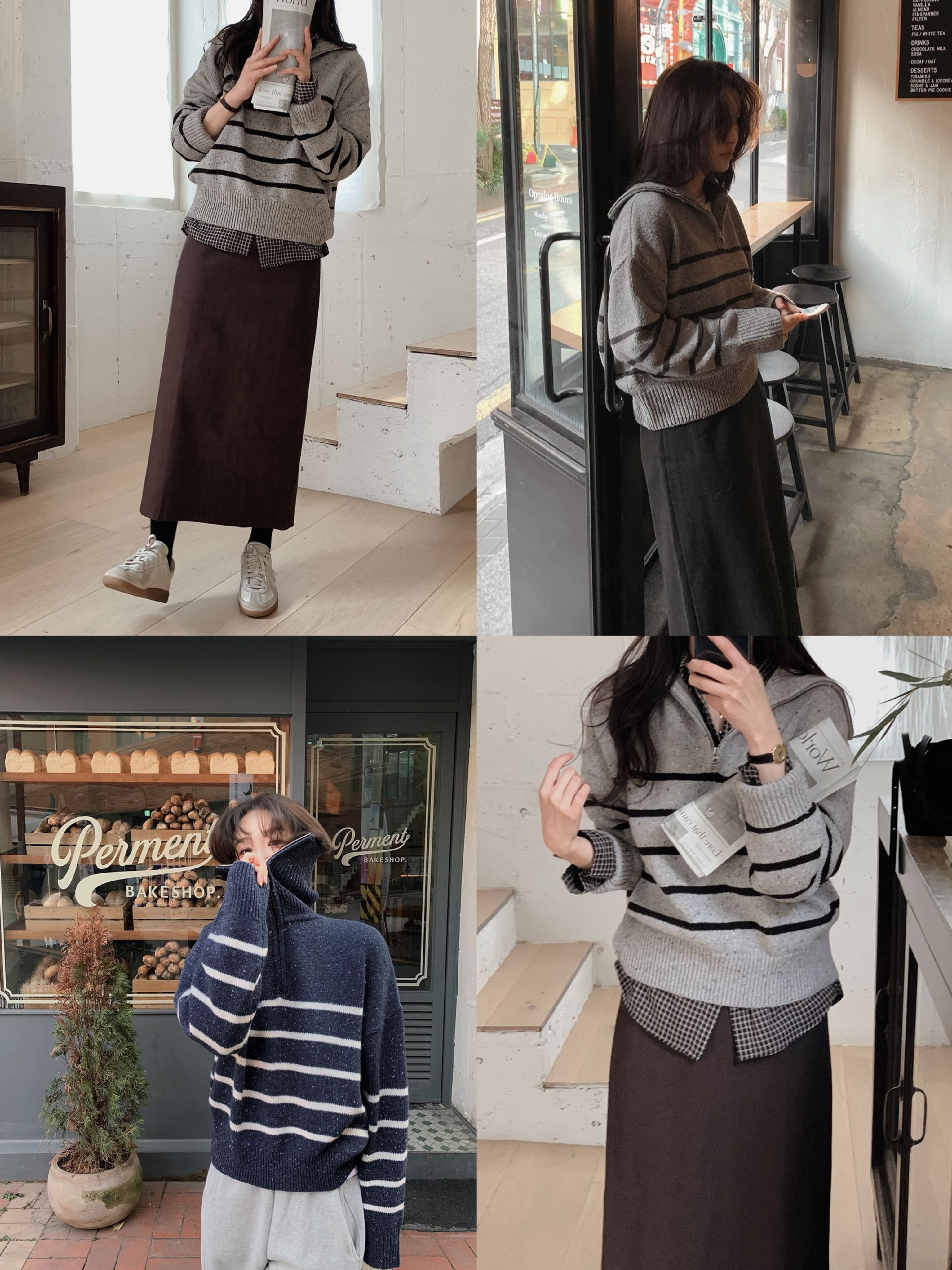 正韓製復古混色感半開襟毛衣 knit 3色 （ slowand 自訂款 ） 長袖 針織上衣 翻領 高領 套頭
