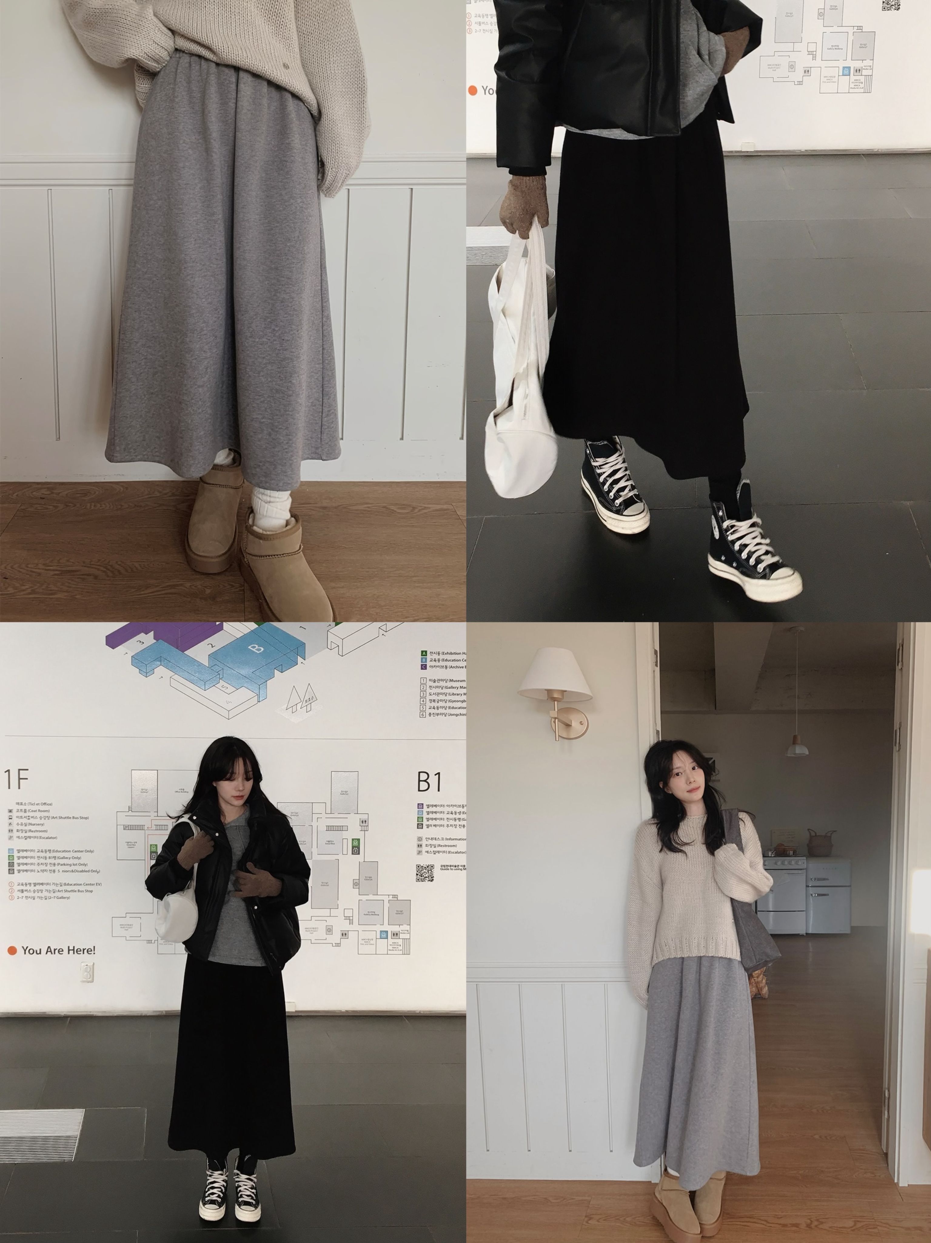 正韓製溫暖厚刷毛鬆緊長裙 skirt 2色 （ slowand 自訂款 ） 鋪棉 拉絨
