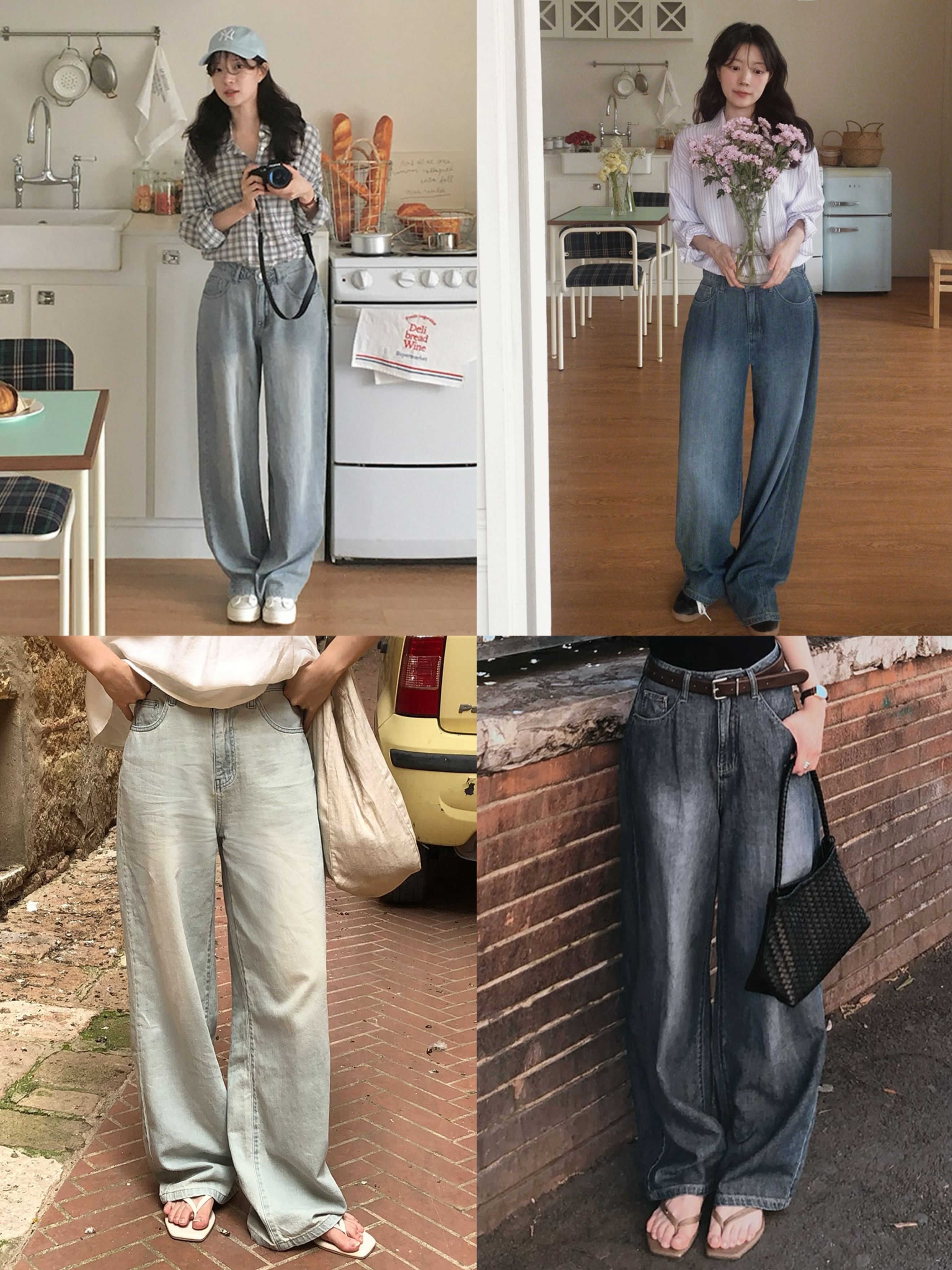 3種褲長✿ 正韓製Airly夏天薄款牛仔褲 pants 4色 （ slowand 自訂款 ） 柔軟 寬鬆 寬管 寬褲