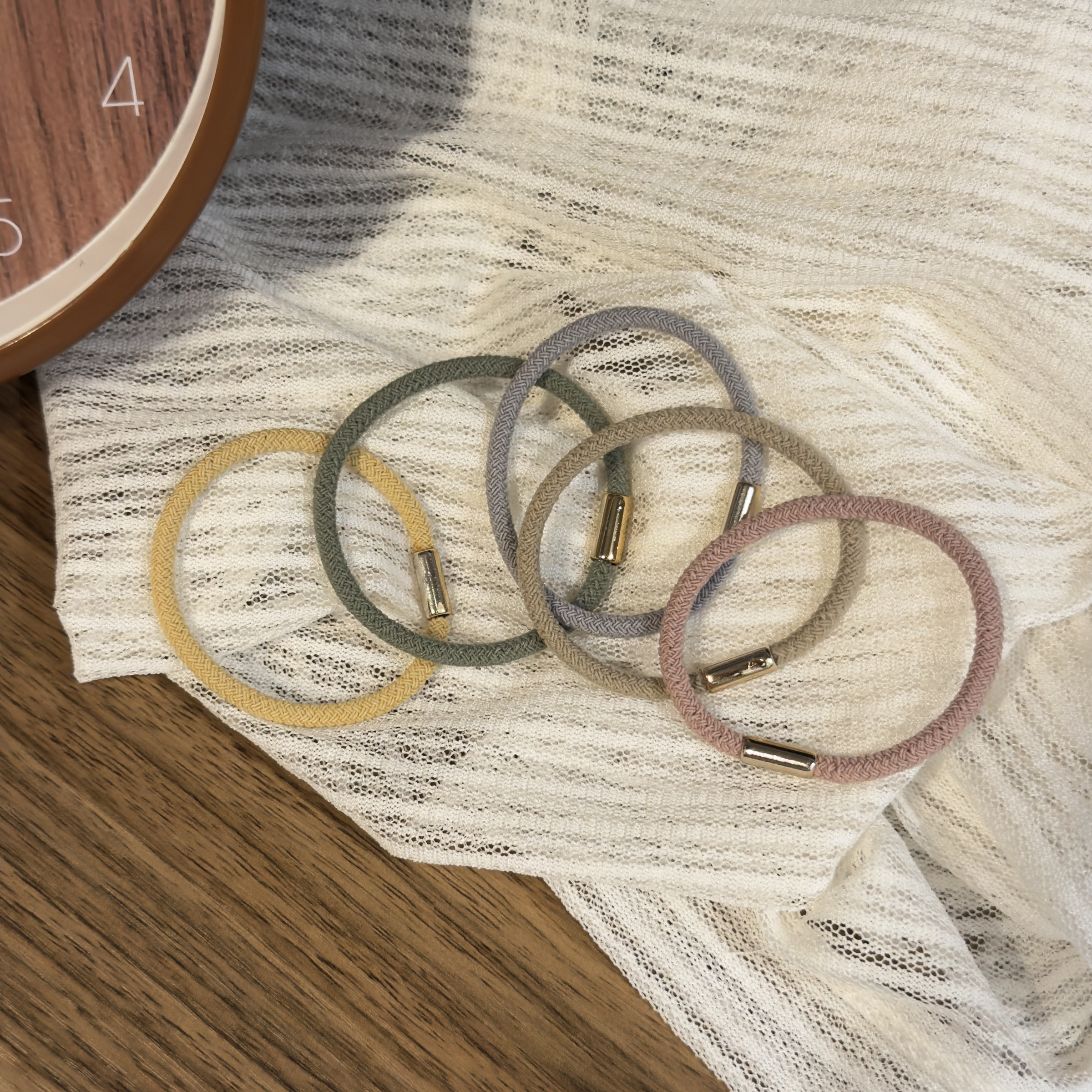 簡約百搭馬卡龍色高彈力髮圈（五條裝）