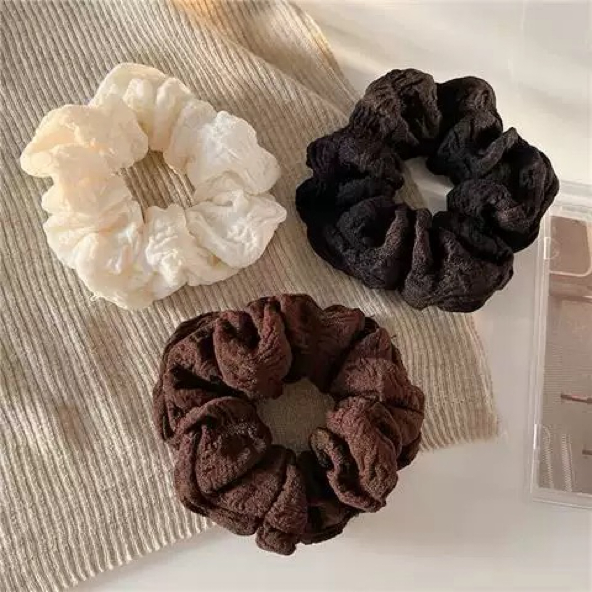 韓版可愛芭蕾風泡泡褶皺大腸圈（3色）