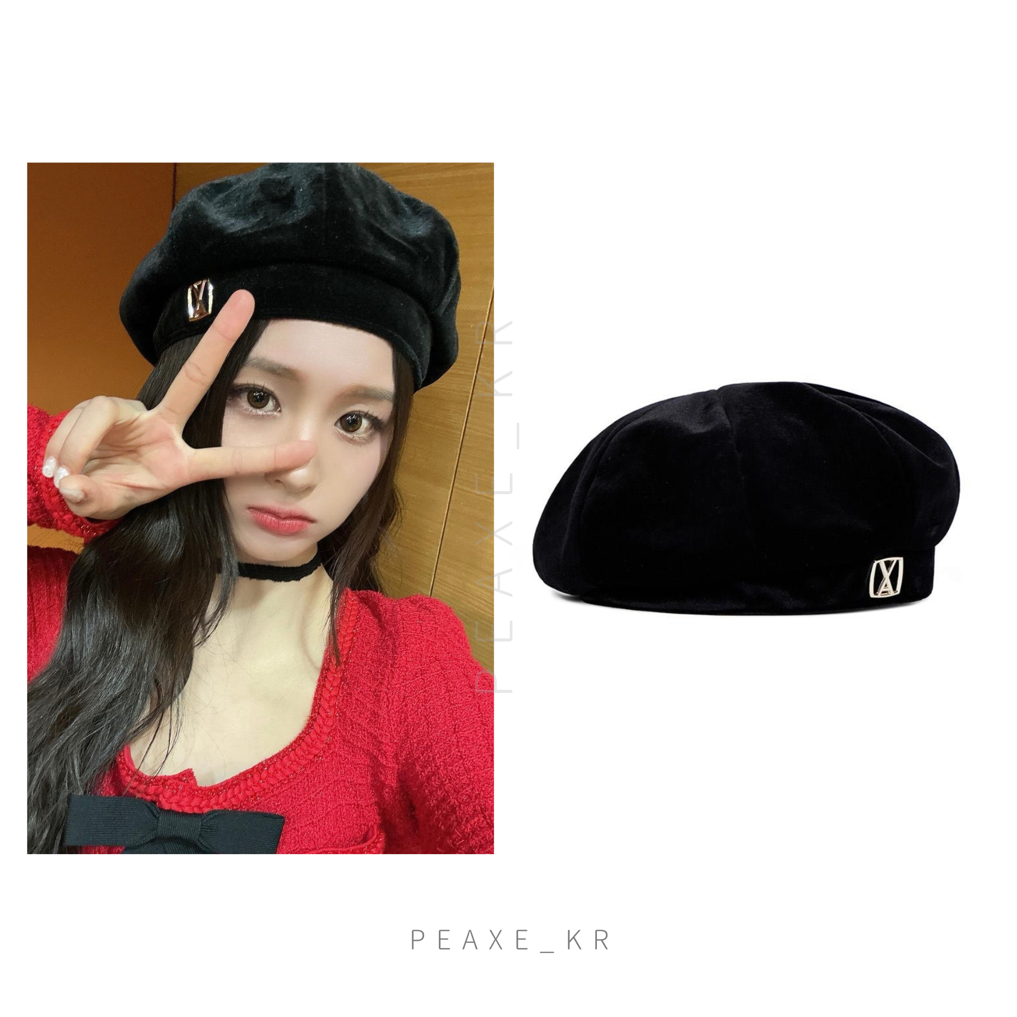 NMIXX Sullyoon 薛侖娥 VARZAR VA Square Stud Octagon 絲絨貝雷帽