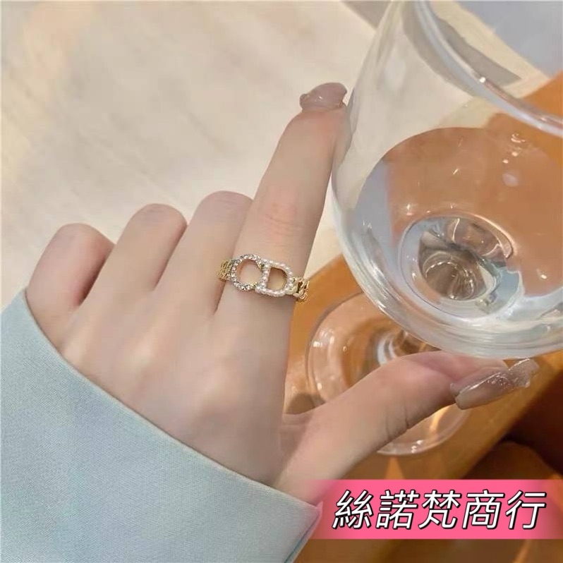珍珠鑽CD字母戒