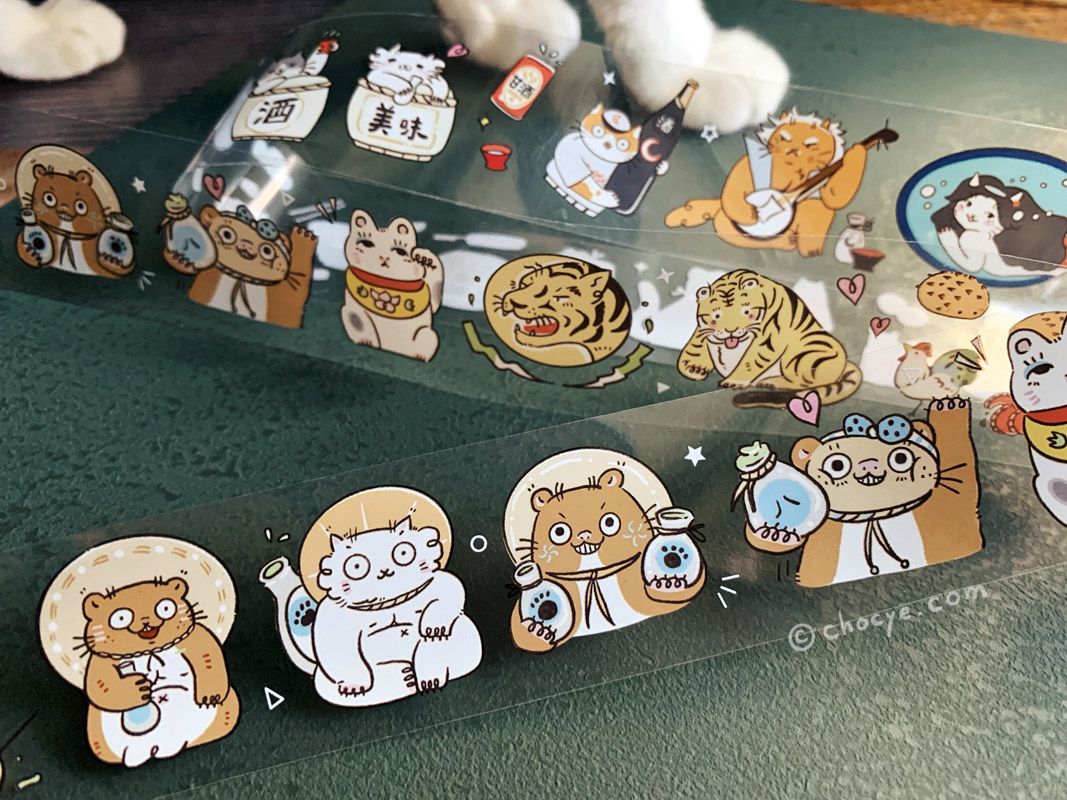 雙貓日本遊記 京都篇 透明亮面PET紙膠帶