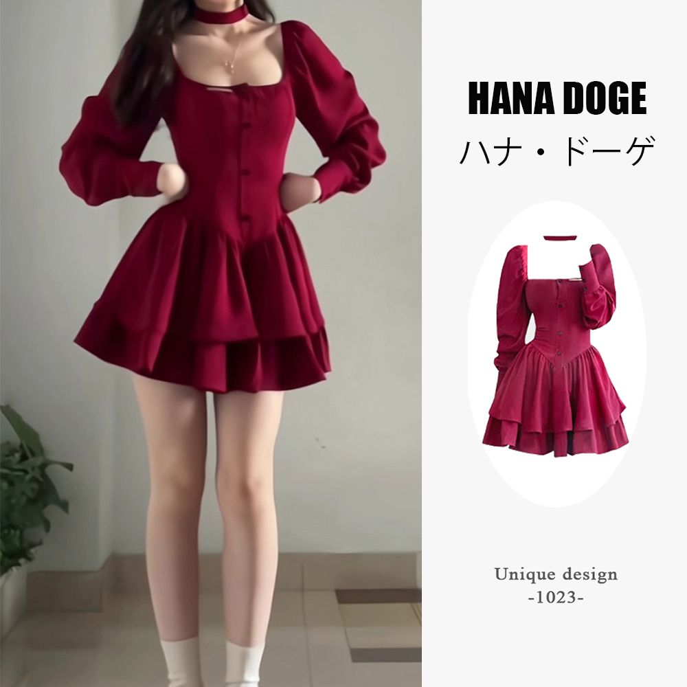 現貨+預購 HANA DOGE ハナ・ドーゲ 性感純慾風顯瘦修飾蛋糕裙褲+上衣小禮服套裝