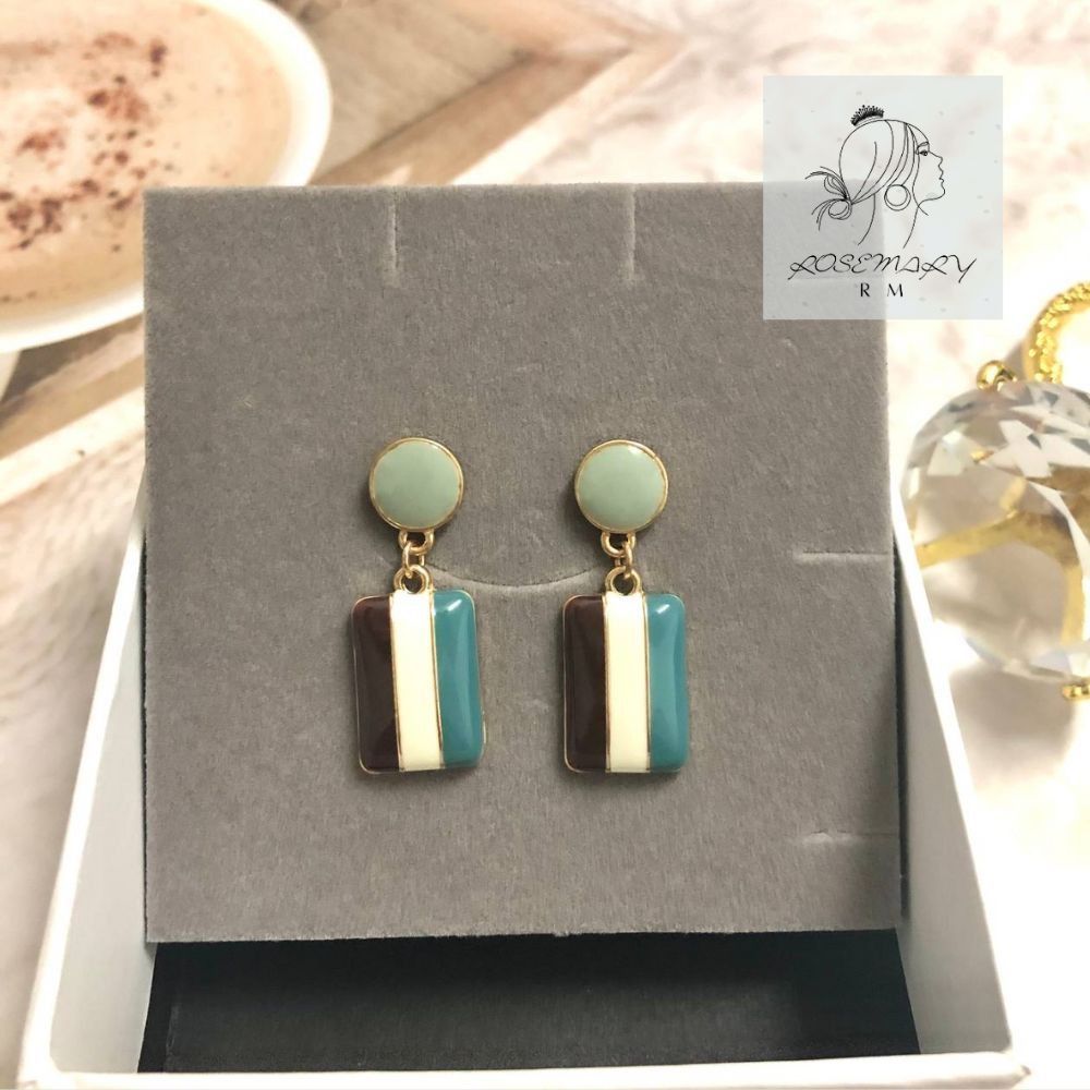 ♛ROSEMAYR♛ 韓版 復古文藝 莫蘭迪色系撞色油畫耳環