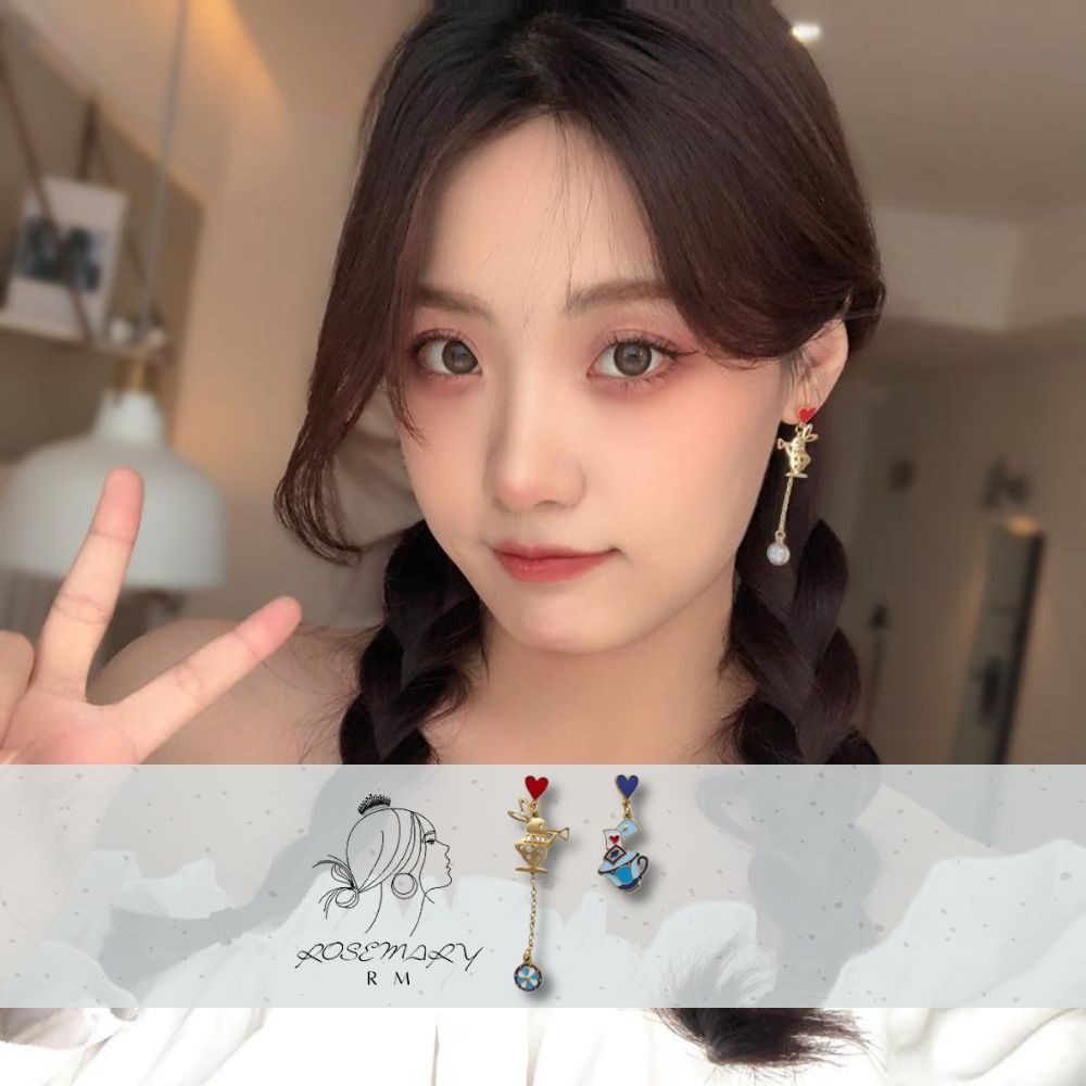 ♛ROSEMAYR♛ 韓版 趣味童話 不對稱撞色愛心小兔子耳環