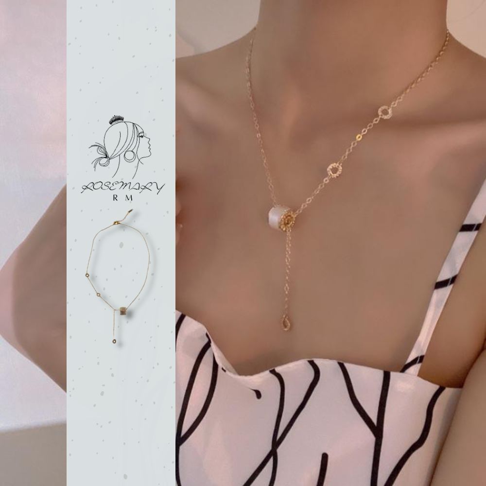 ♛ROSEMAYR♛ 韓版 網紅必備 復古水鑽小蠻腰墜飾項鍊 鎖骨練
