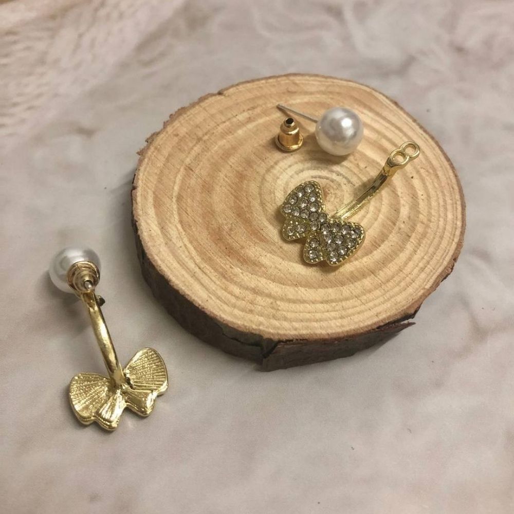 ♛ROSEMAYR♛[LX-0059] 韓版 優雅名媛 水鑽蝴蝶結珍珠耳環 耳釘