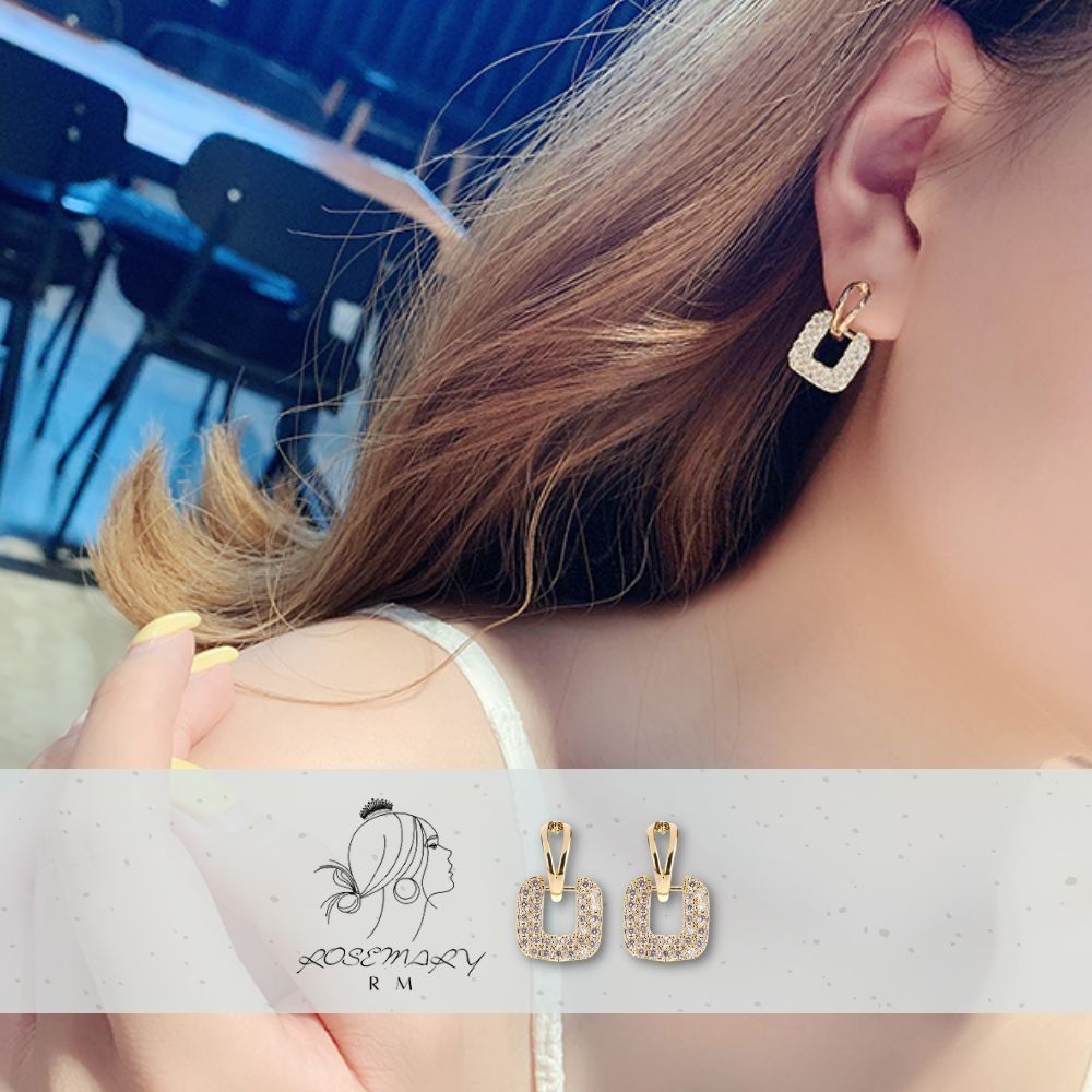 ♛ROSEMAYR♛[LX-0057] 韓版 優雅女神 復古鑲鑽幾何圖耳環