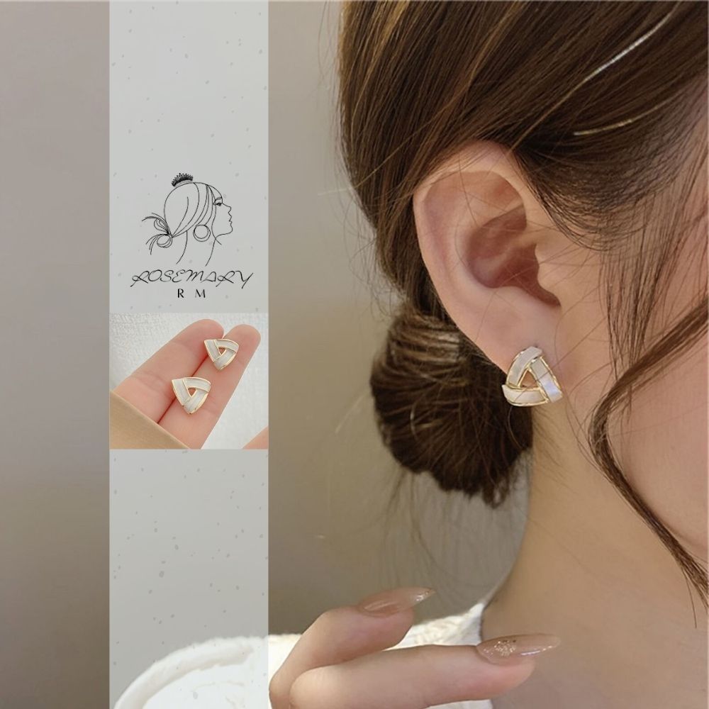 ♛ROSEMAYR♛[LX-0053] 日系 清新甜美女孩 奶油白三角耳釘