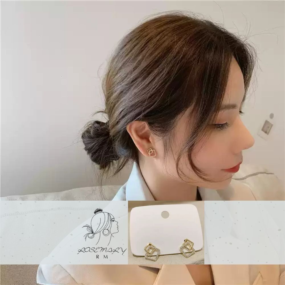♛ROSEMAYR♛[LX-0051] 韓版 氣質女神 鏤空方形鑲鑽耳釘 耳環