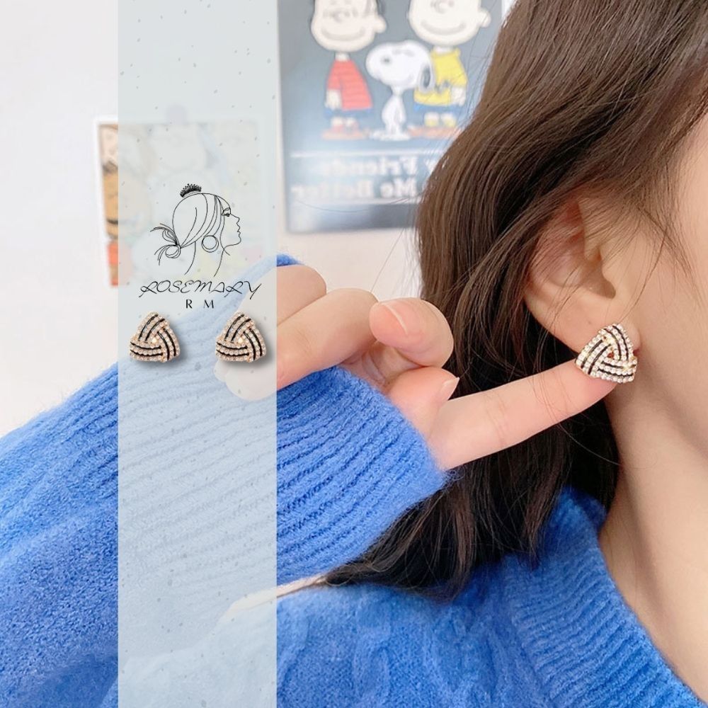 ♛ROSEMAYR♛[LX-0047] 韓版 法式復古 三角鑲鑽耳釘 耳環