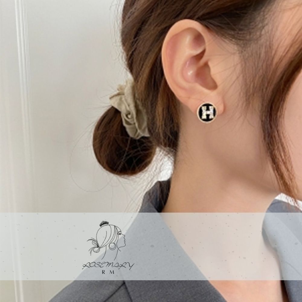 ♛ROSEMAYR♛[LX-0029] 韓版 韓劇名媛 鑲鑽H字母耳釘 耳環
