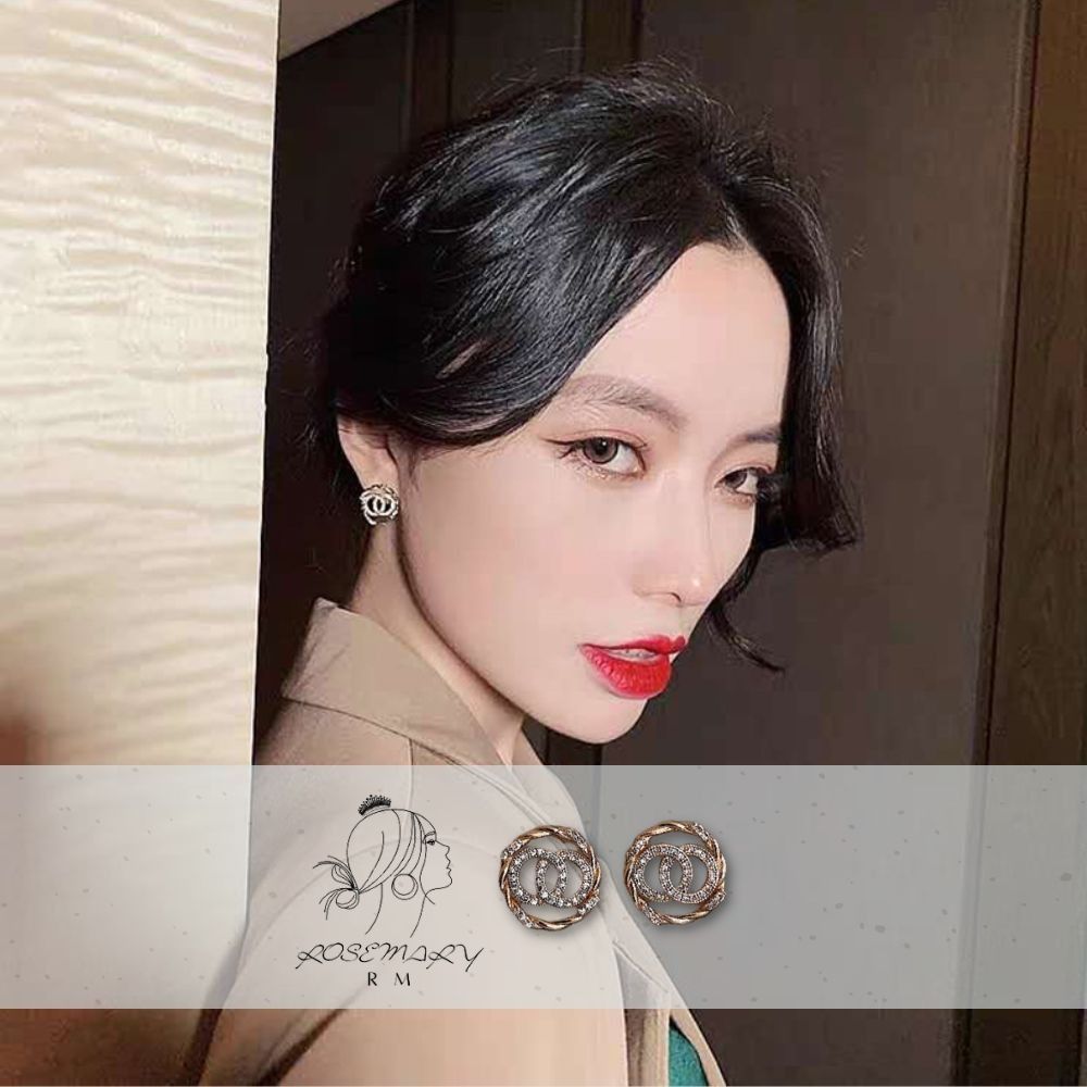 ♛ROSEMAYR♛[LX-0031] 韓版 精緻名媛 雙圈鑲鑽耳釘 耳環