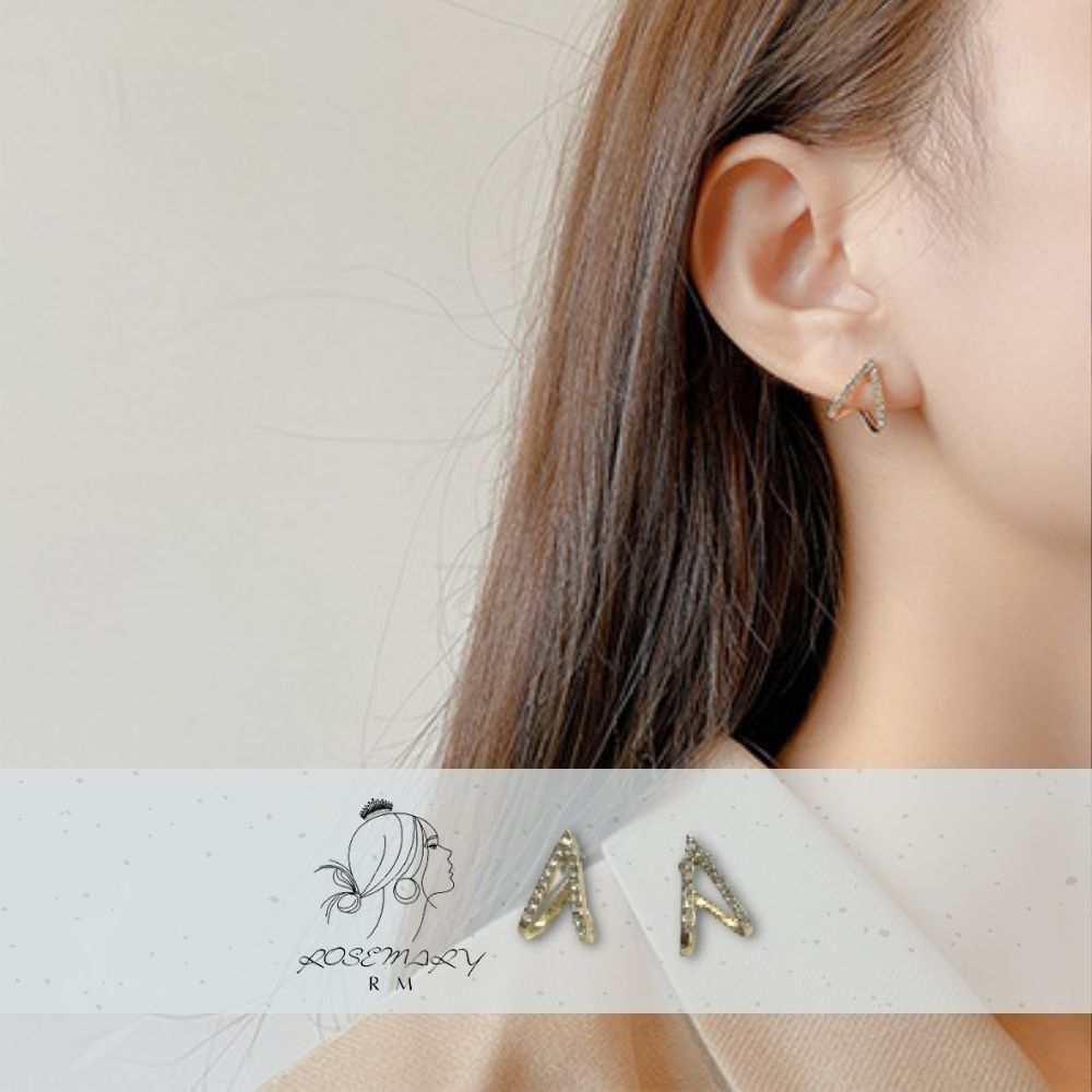 ♛ROSEMAYR♛[LX-0004] 韓版 簡約時尚 水鑽空心耳釘