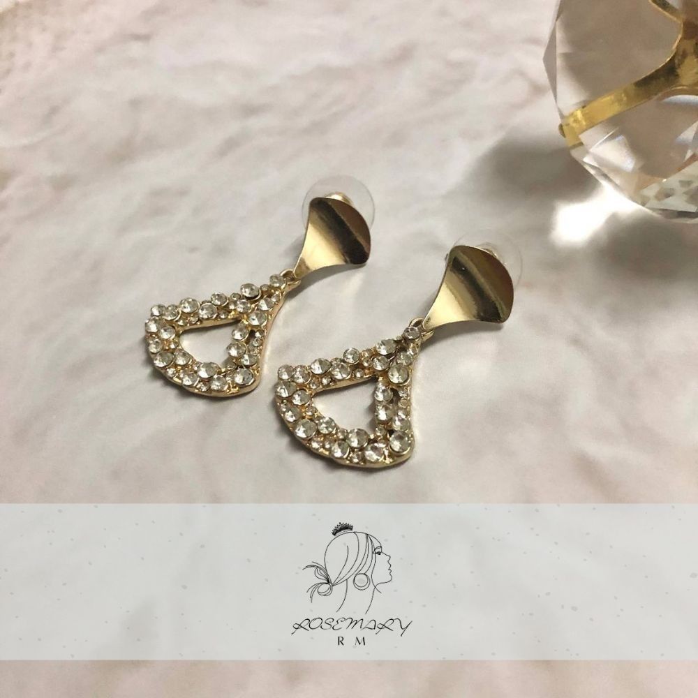 ♛ROSEMAYR♛[LX-0005] 韓版 魅力女神款 吊墜空心扇形鑽邊耳環