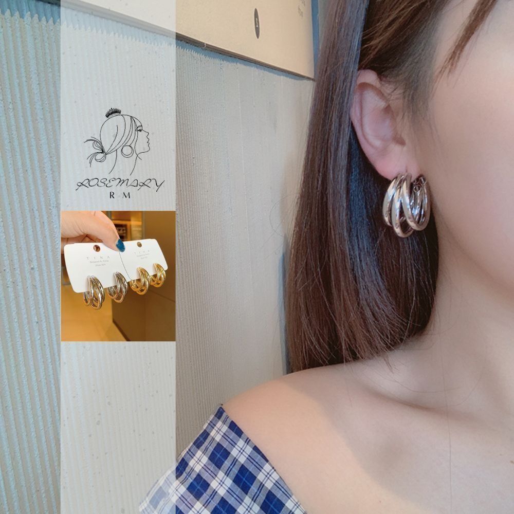 ♛ROSEMAYR♛[LX-0009] 韓劇女神必備 冷淡風三層圓環耳環