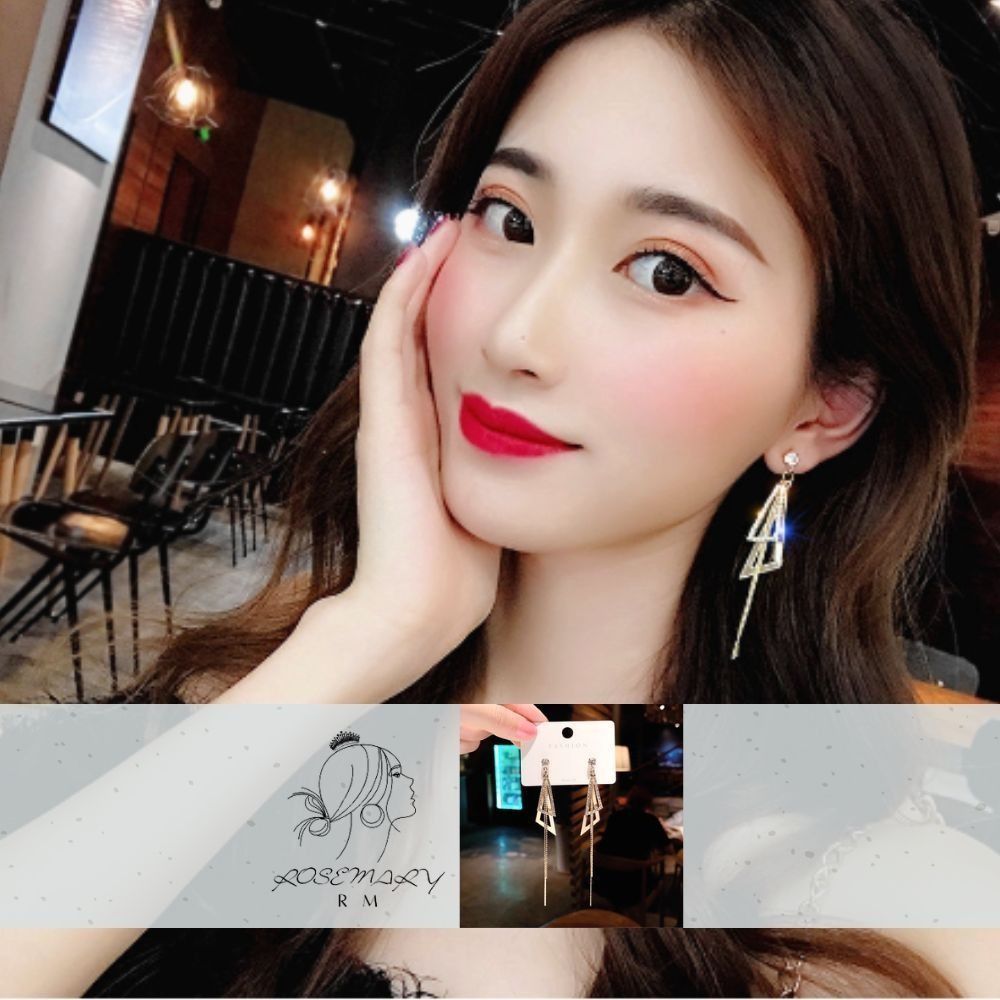 ♛ROSEMAYR♛[LX-0011] 韓版 氣質女神 三角鑲鑽流蘇耳環