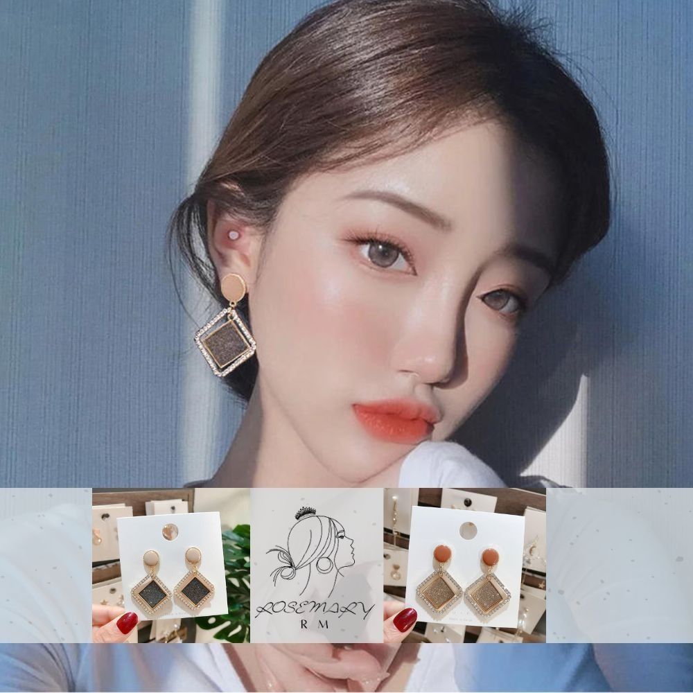 ♛ROSEMAYR♛[LX-0021] 韓版 通勤女王 必備百搭品 菱形鑽邊耳環