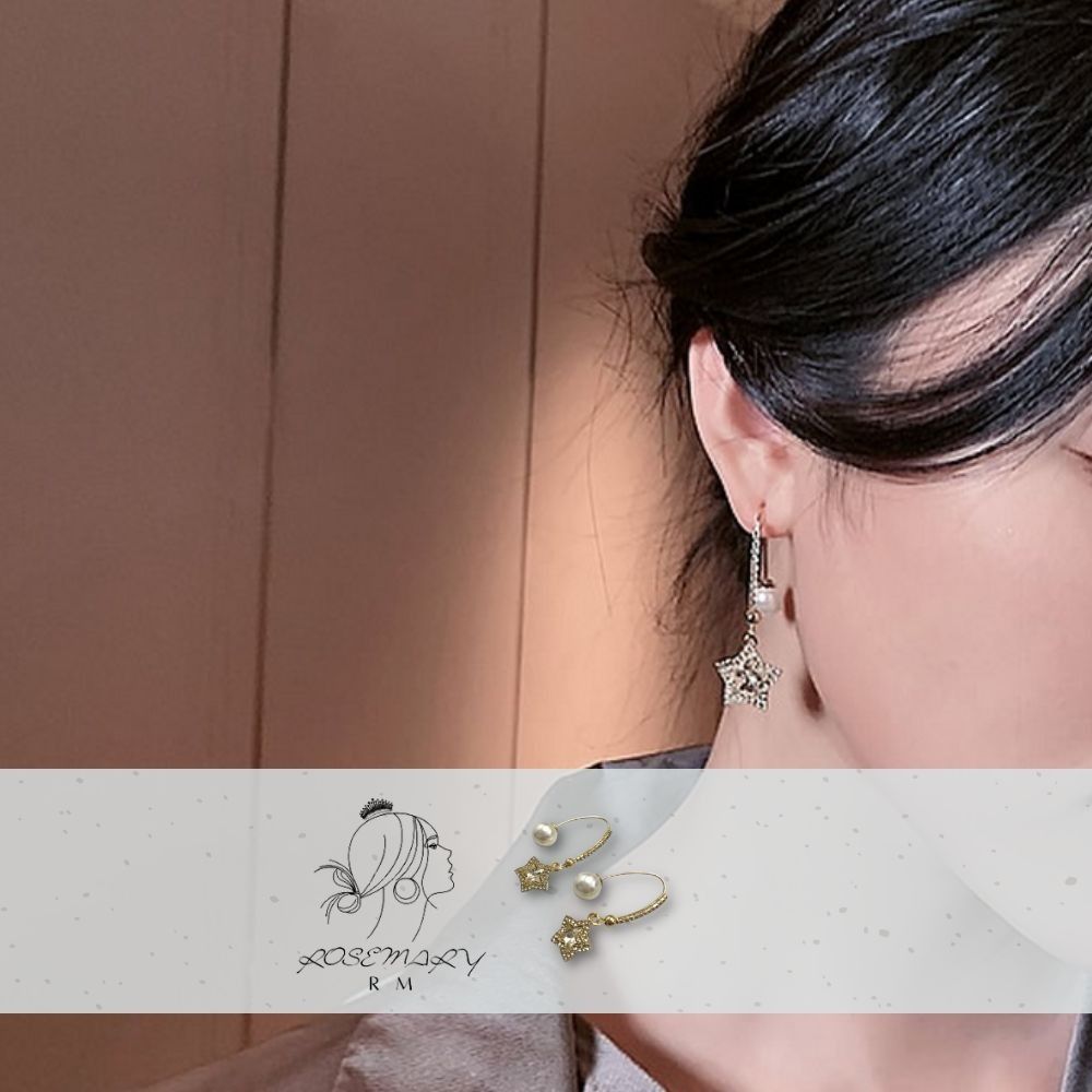 ♛ROSEMAYR♛[LX-0002] 韓版 甜美女孩 圓弧水鑽吊墜星星耳環