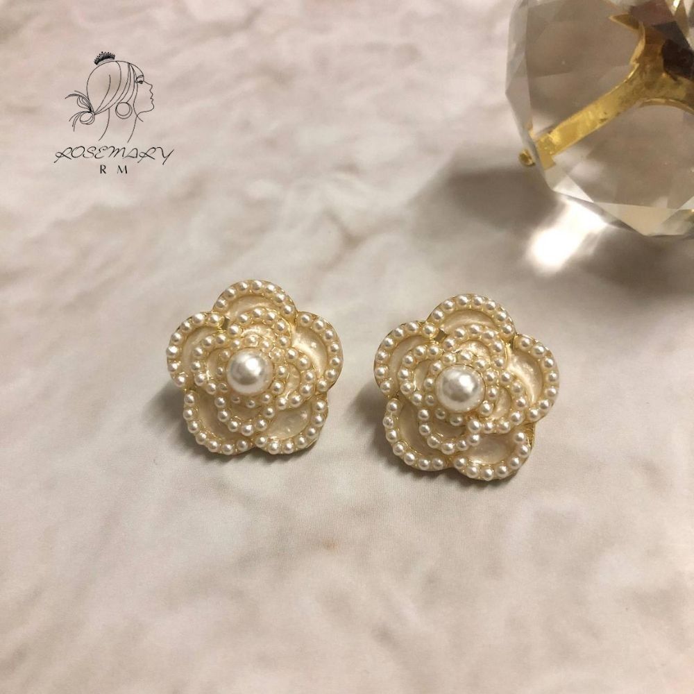 ♛ROSEMAYR♛[CR-0014] 韓版 優雅王妃 法式復古珍珠花朵耳夾