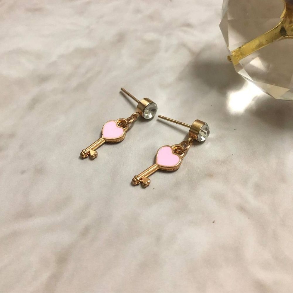 ♛ROSEMAYR♛ 趣味童話 桃心粉鑰匙耳環